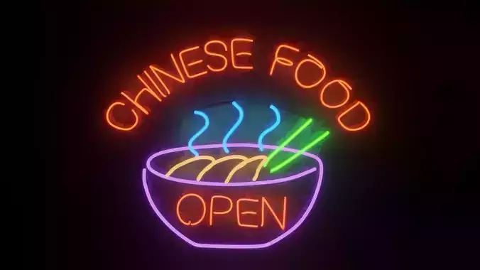 Neon 3D Model 4 - CHINESE FOOD