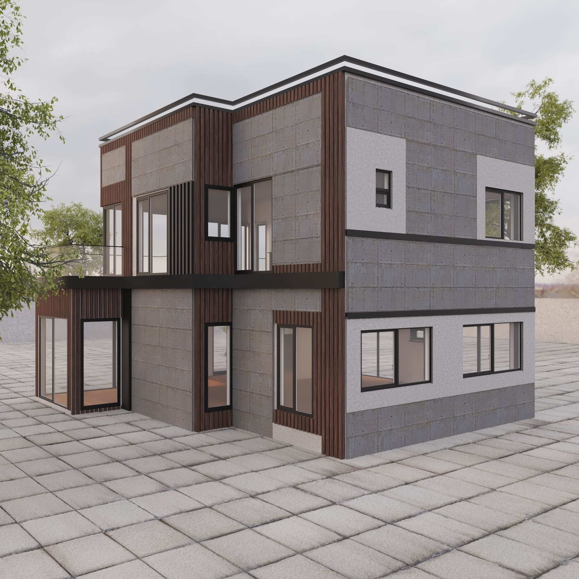 exterior villa 3D model_1