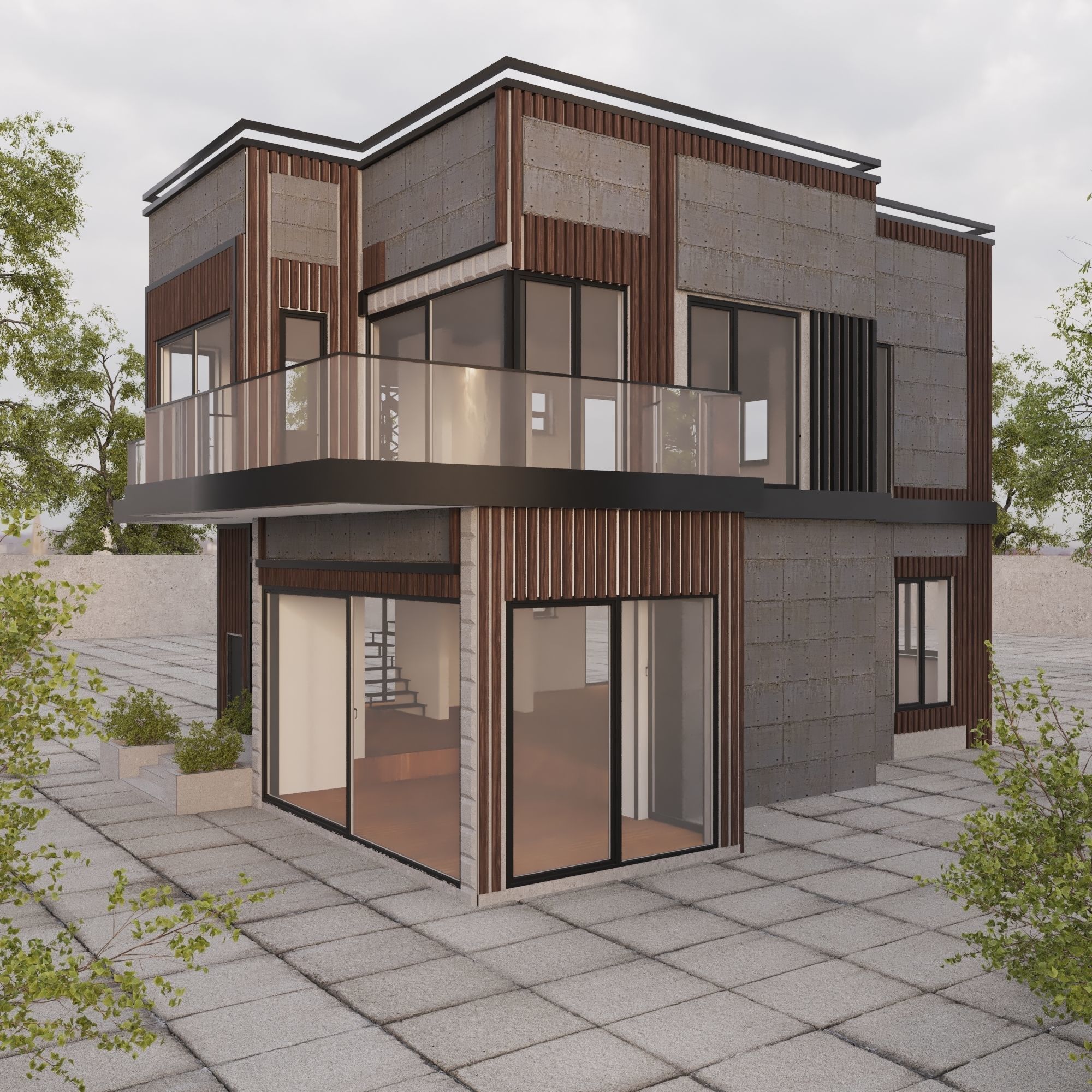 exterior villa 3D model_2