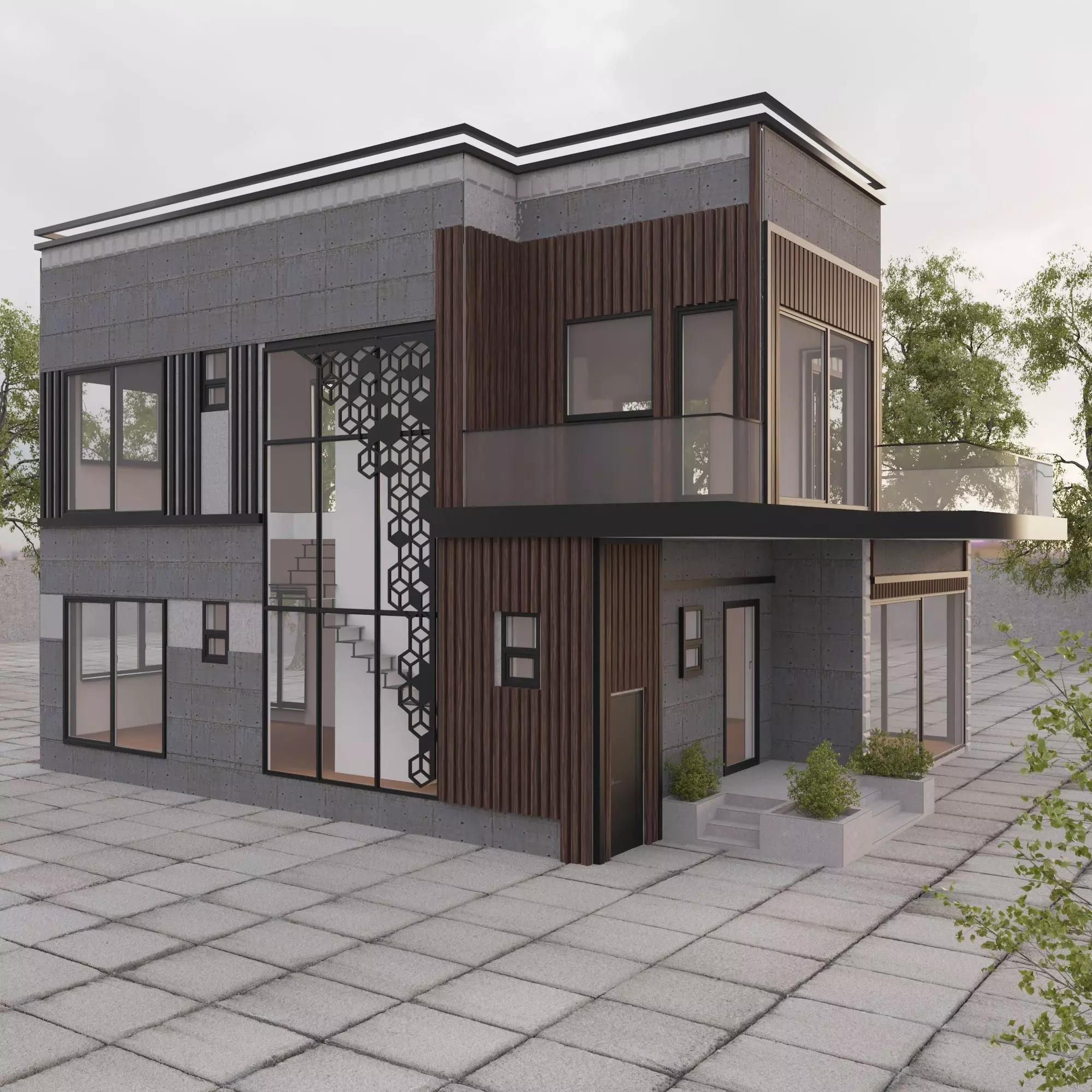 exterior villa 3D model_0