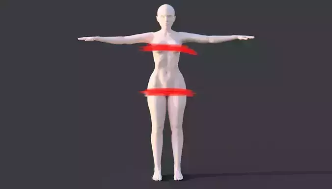Rigged Nude Hairless Female Body Low-poly 3D model
