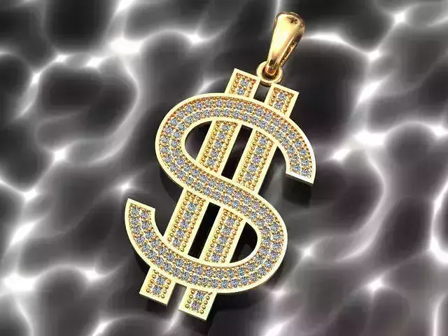 dollar  pendant  with gems 3d 