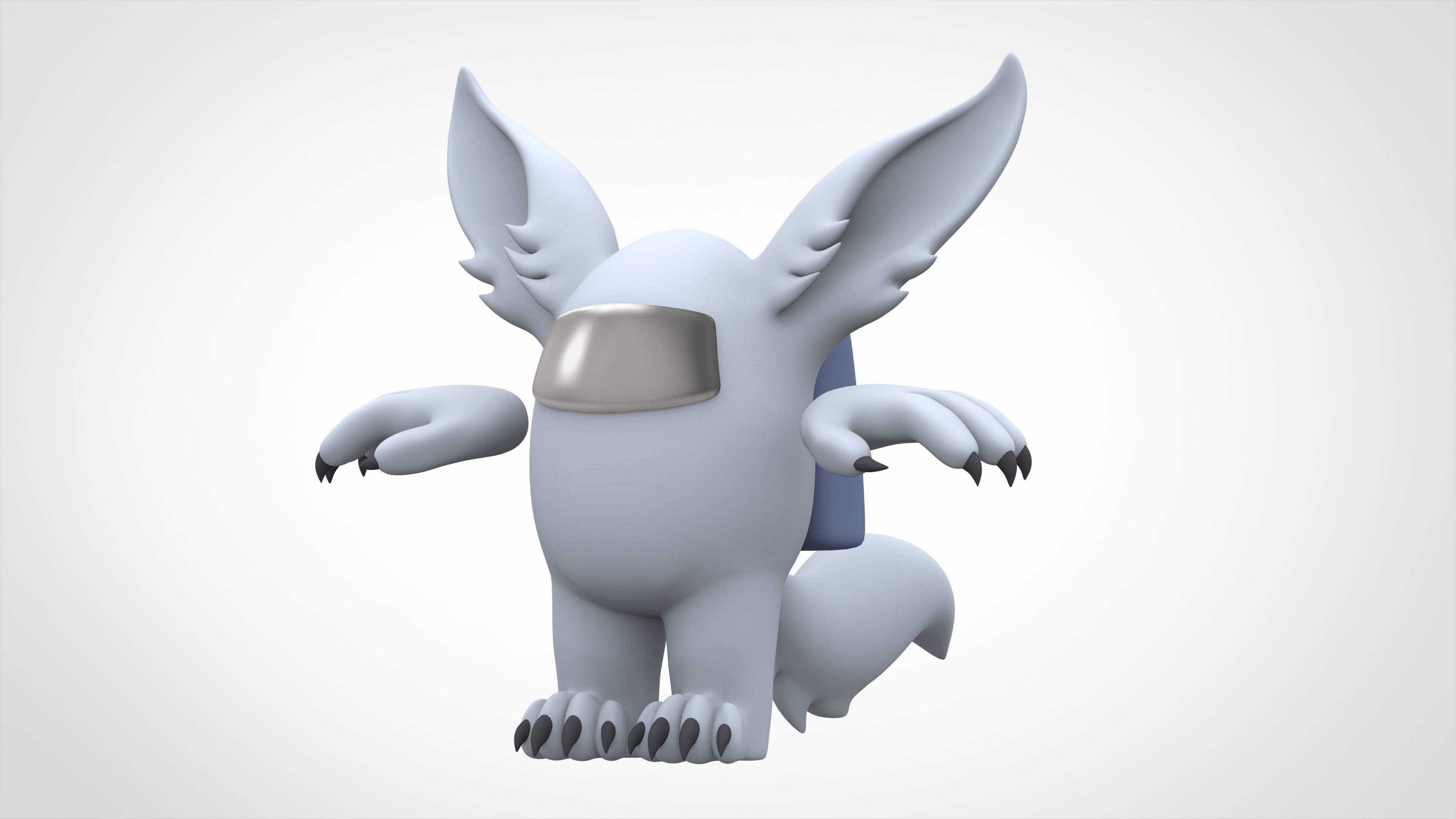 Among Us White Werewolf Low-poly 3D model_5