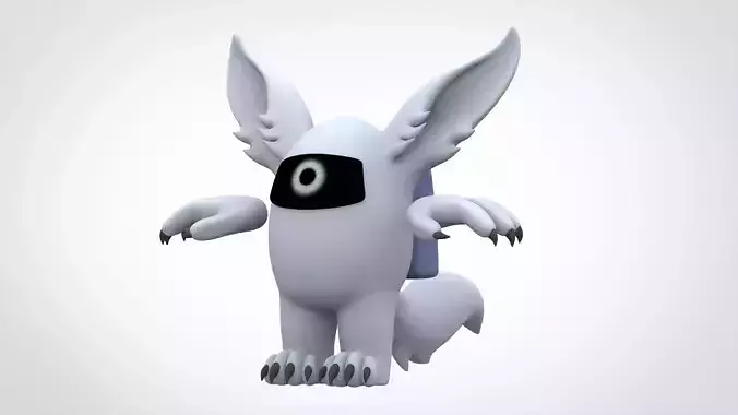 Among Us White Werewolf Low-poly 3D model