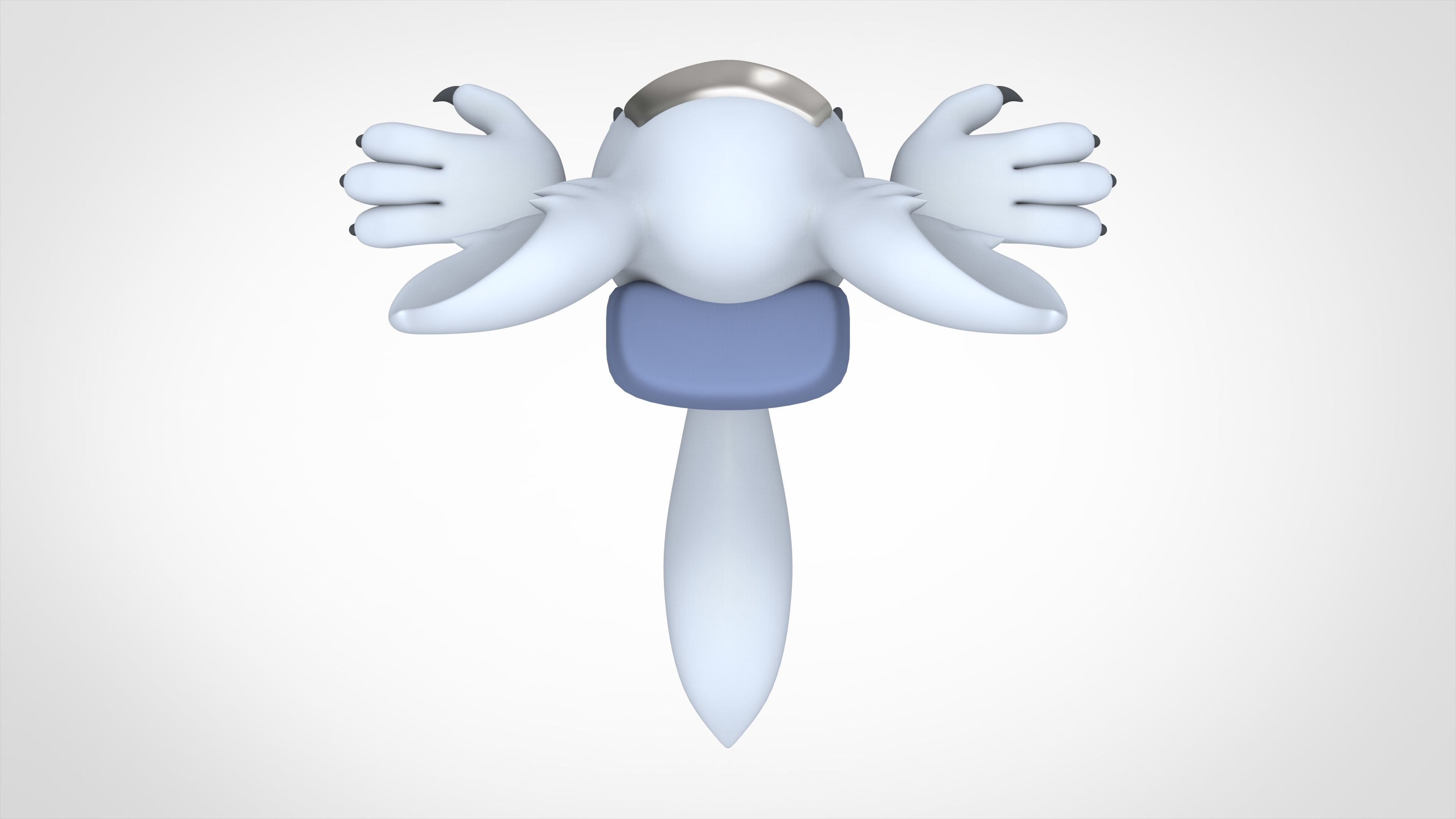 Among Us White Werewolf Low-poly 3D model_9