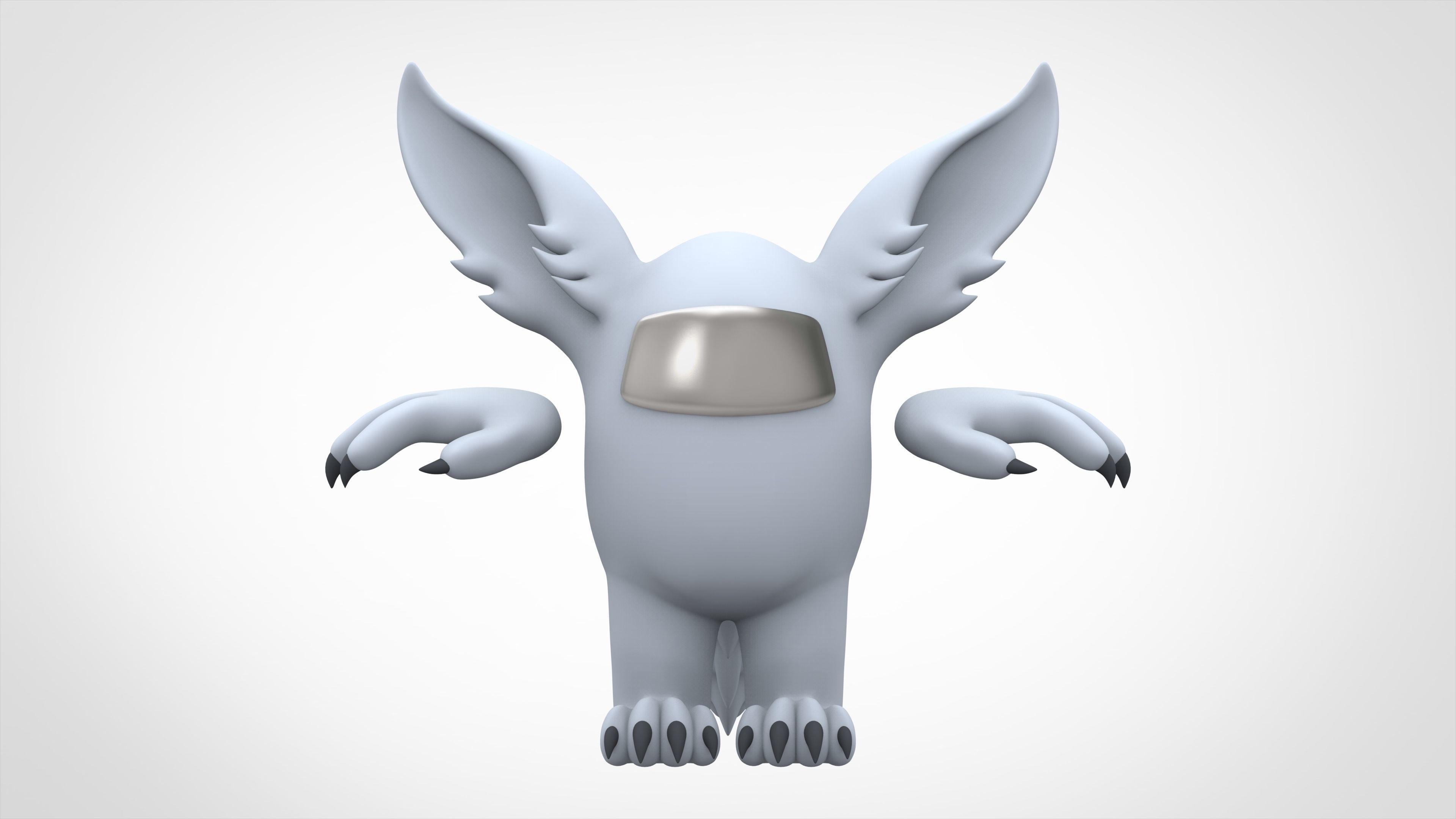 Among Us White Werewolf Low-poly 3D model_6