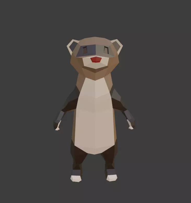 Low Poly Ferret in polygons Low-poly 3D model_0
