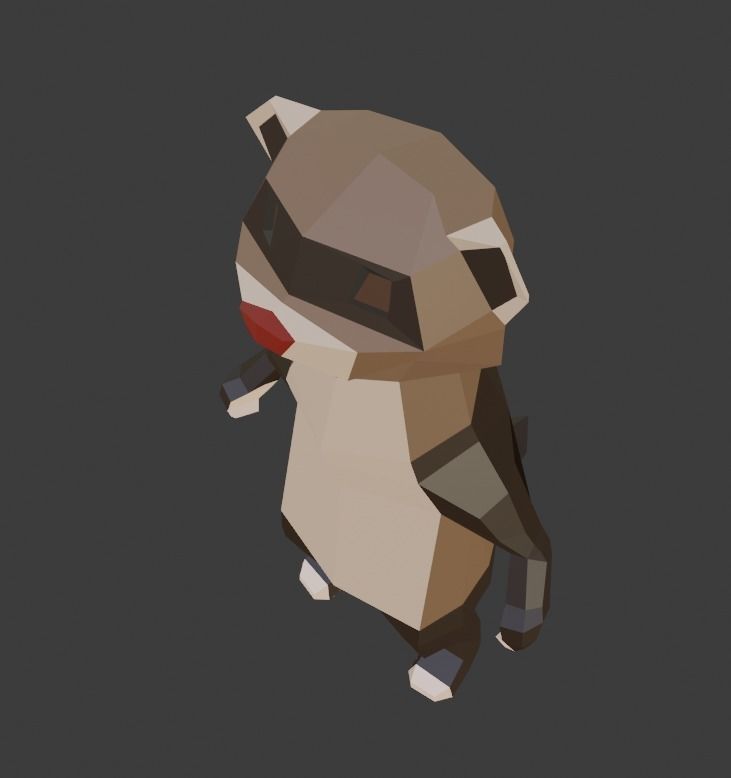 Low Poly Ferret in polygons Low-poly 3D model_4