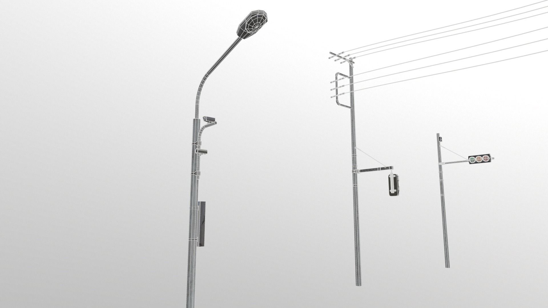 Traffic Lights and Tokyo Poles - Textures Low-poly 3D model_3