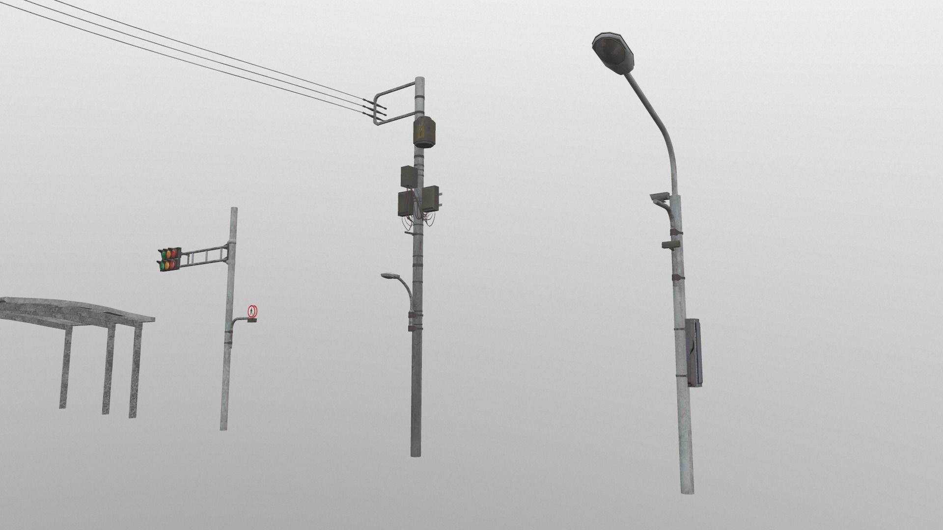 Traffic Lights and Tokyo Poles - Textures Low-poly 3D model_10
