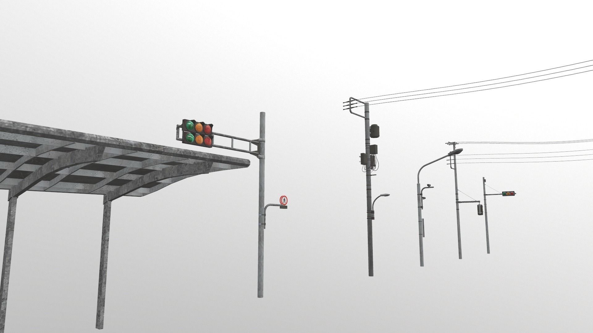 Traffic Lights and Tokyo Poles - Textures Low-poly 3D model_9