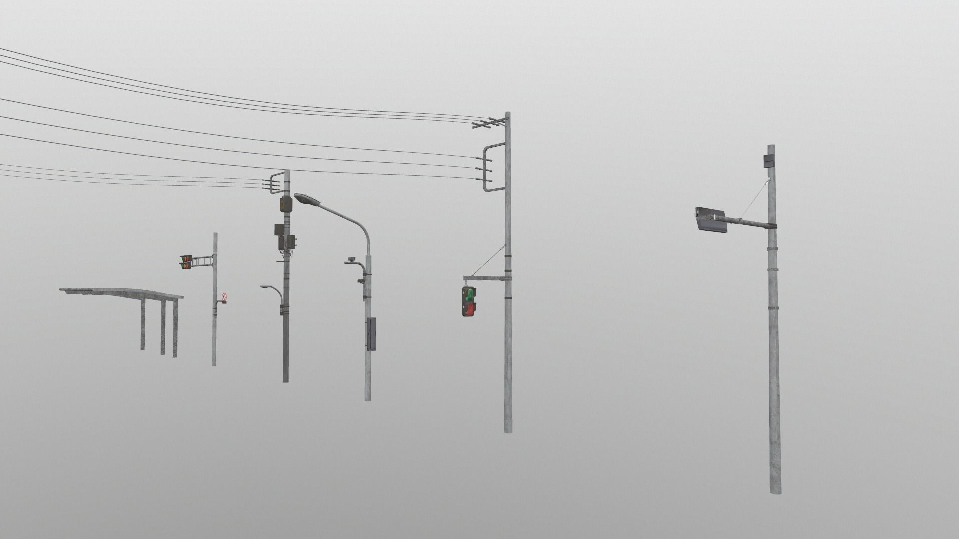 Traffic Lights and Tokyo Poles - Textures Low-poly 3D model_19