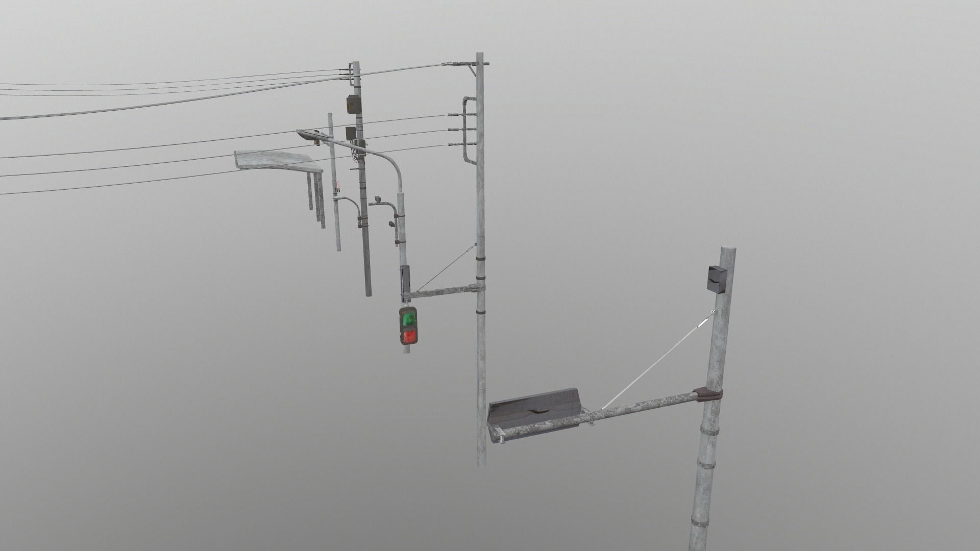 Traffic Lights and Tokyo Poles - Textures Low-poly 3D model_14