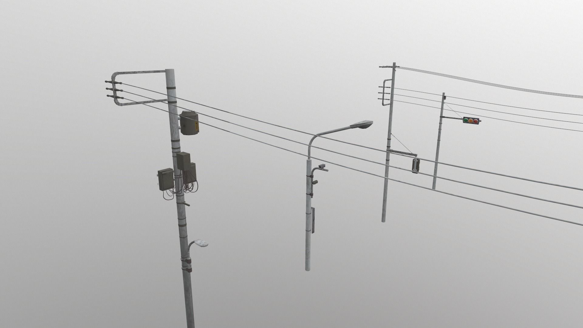 Traffic Lights and Tokyo Poles - Textures Low-poly 3D model_16