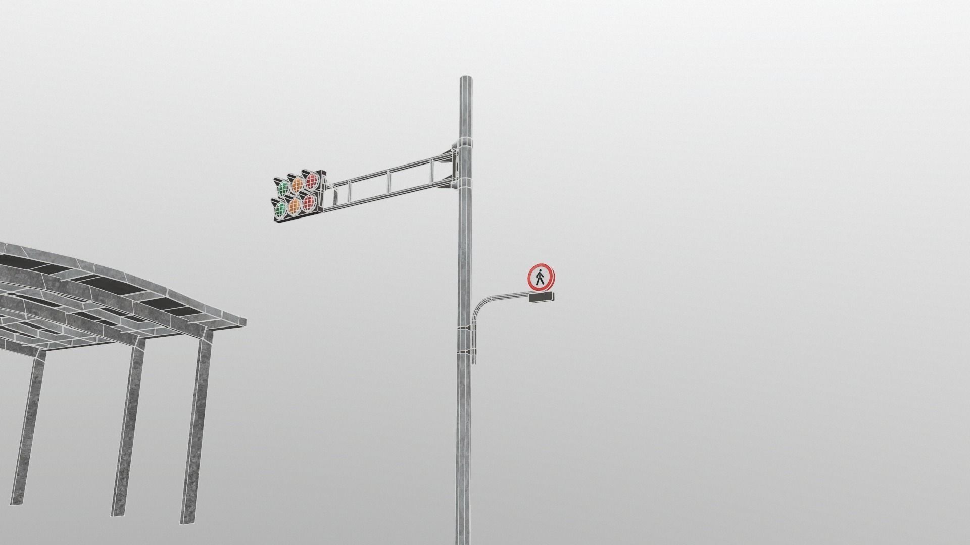 Traffic Lights and Tokyo Poles - Textures Low-poly 3D model_5