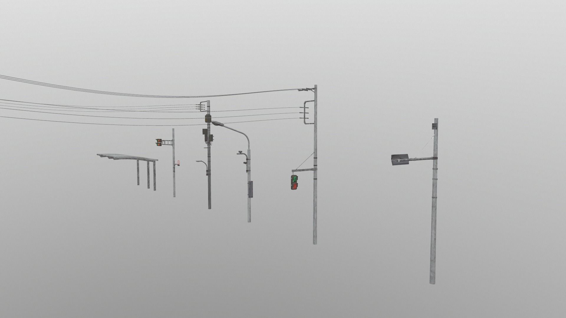 Traffic Lights and Tokyo Poles - Textures Low-poly 3D model_2