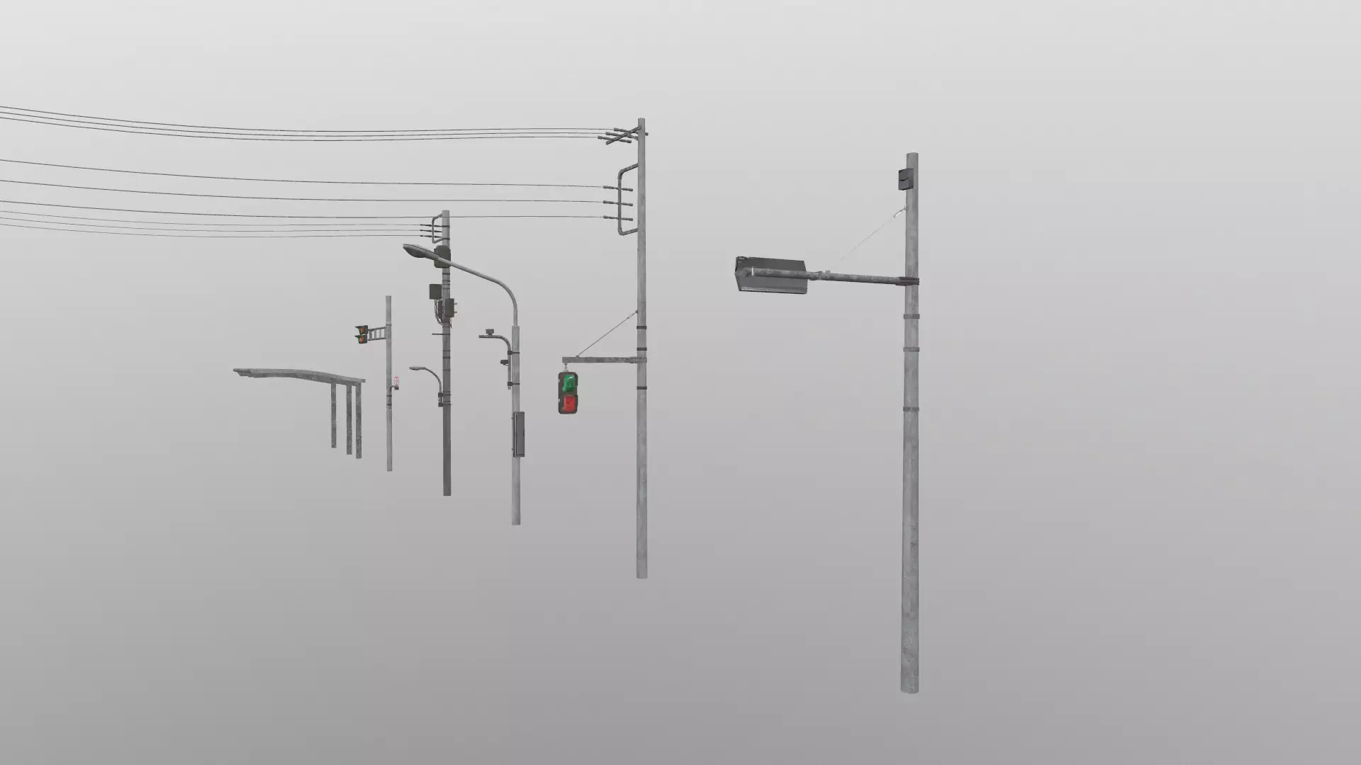 Traffic Lights and Tokyo Poles - Textures Low-poly 3D model_0