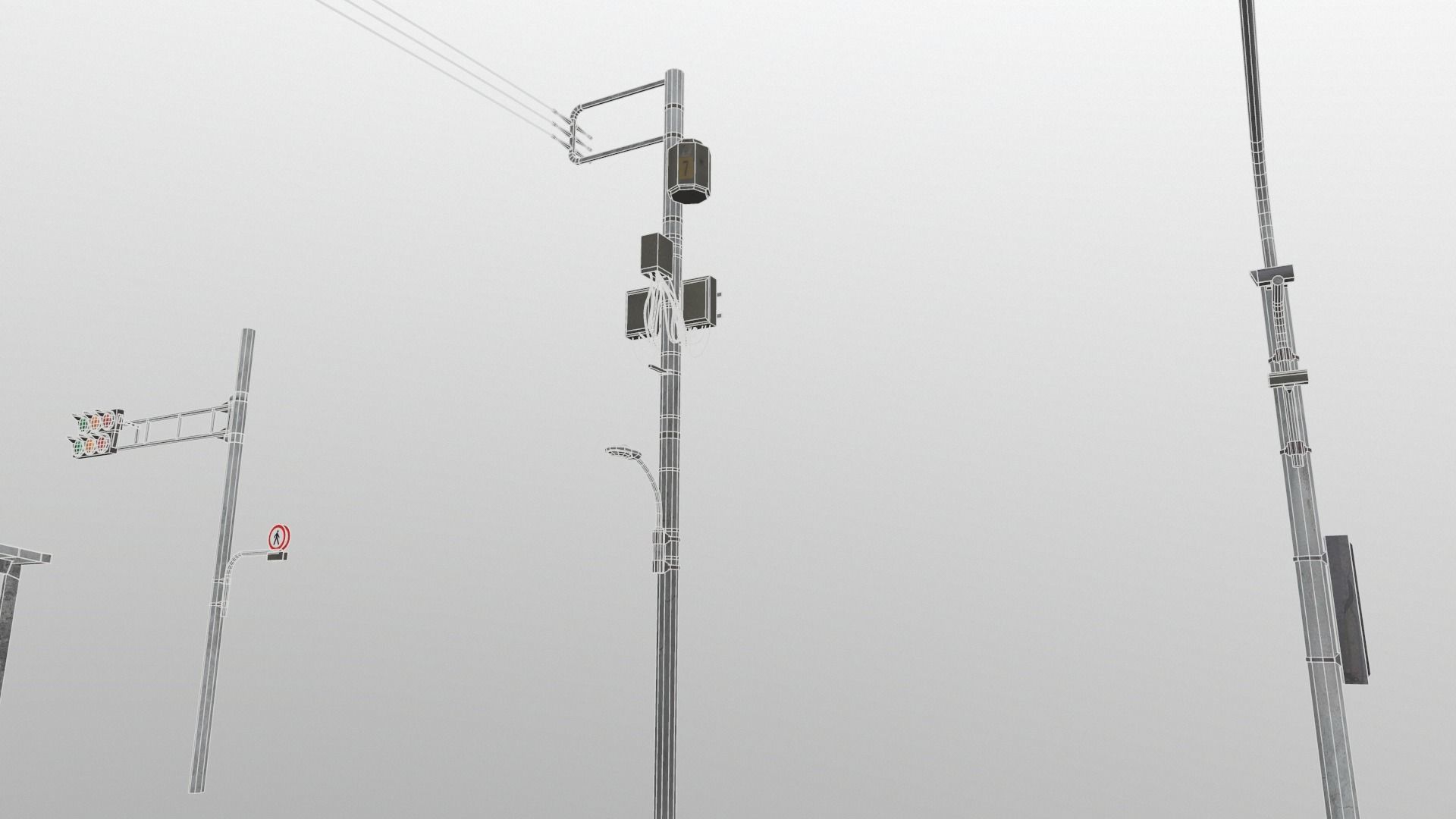 Traffic Lights and Tokyo Poles - Textures Low-poly 3D model_4