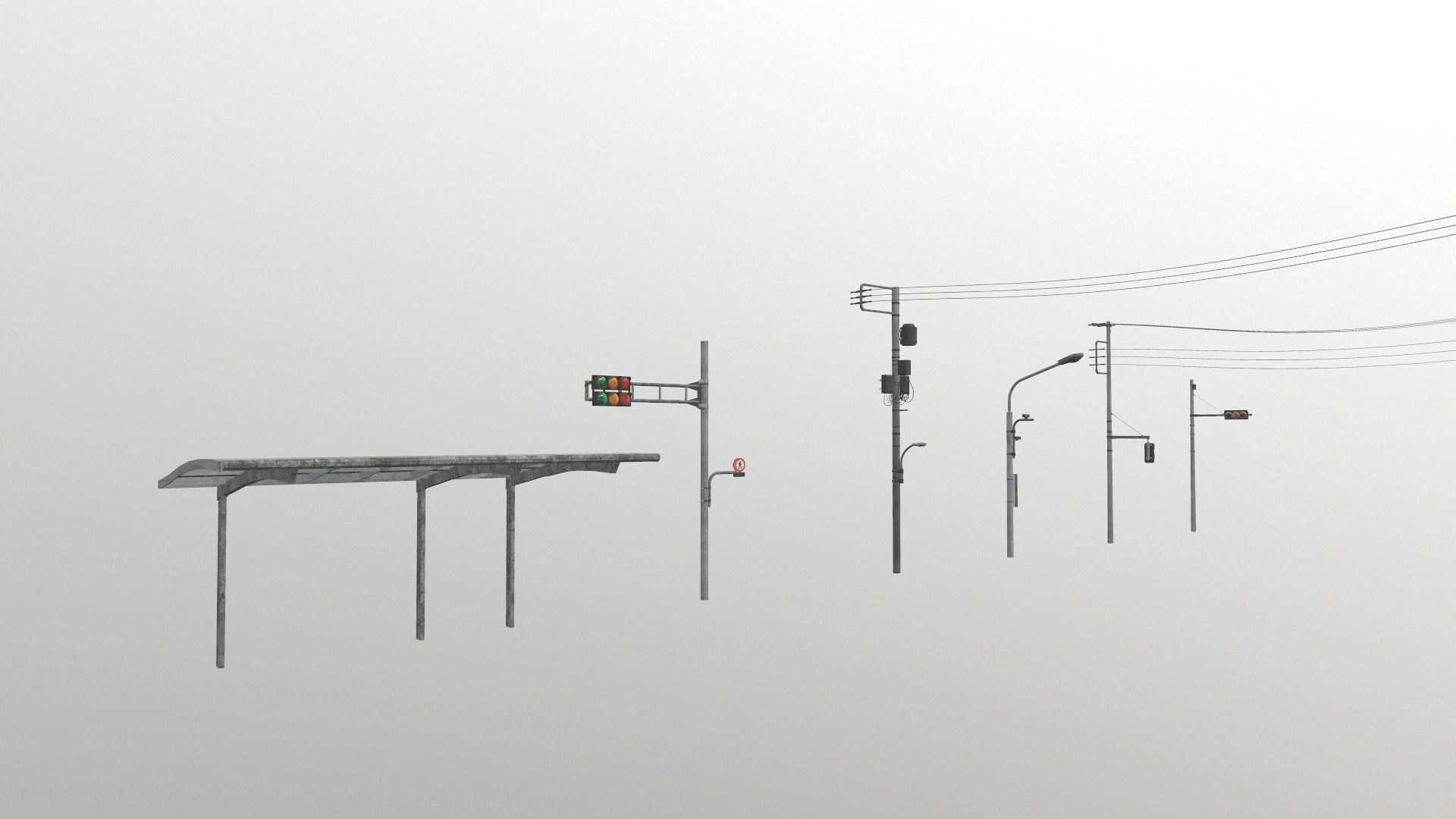 Traffic Lights and Tokyo Poles - Textures Low-poly 3D model_8