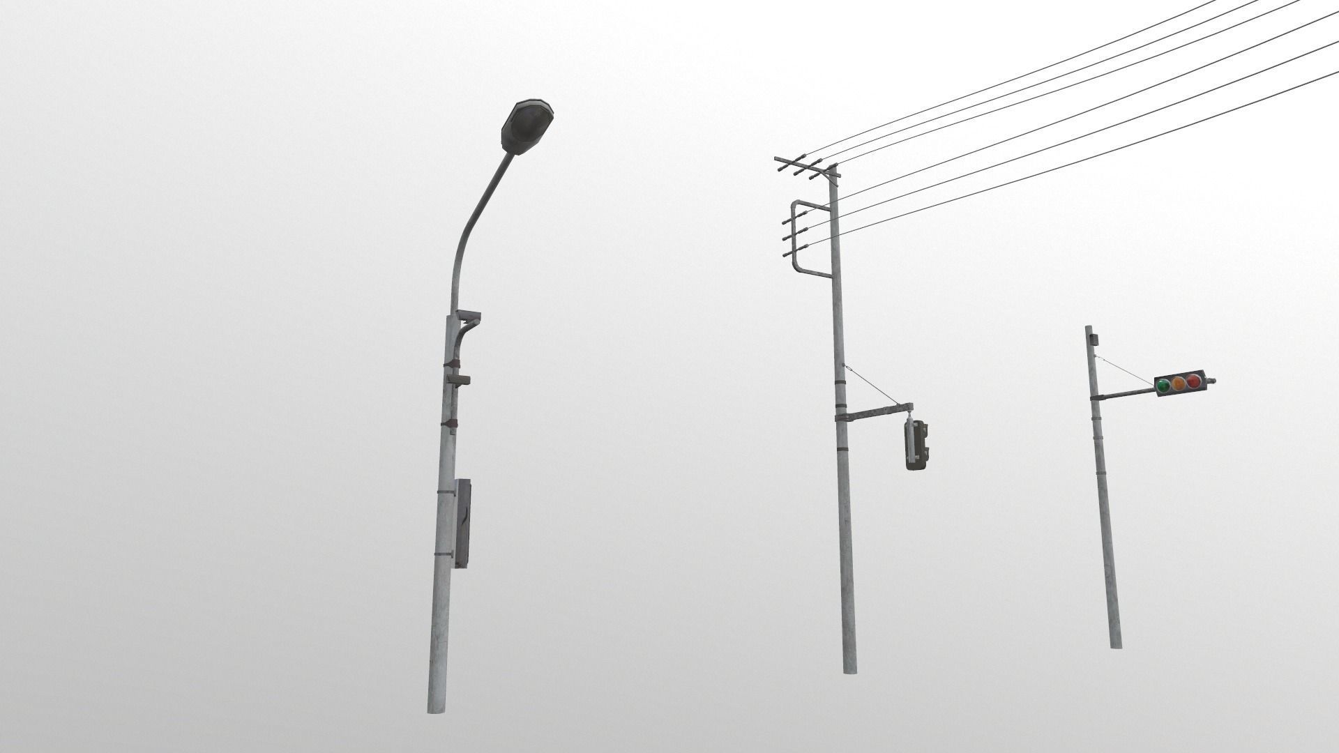 Traffic Lights and Tokyo Poles - Textures Low-poly 3D model_12
