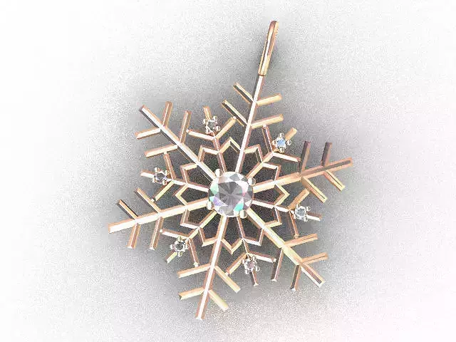 Snowflake pendant 3 cm diameter with gemstones