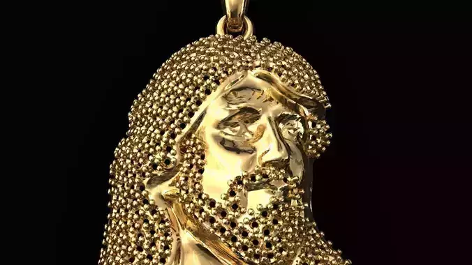 jesus pendant  with gems 3d 