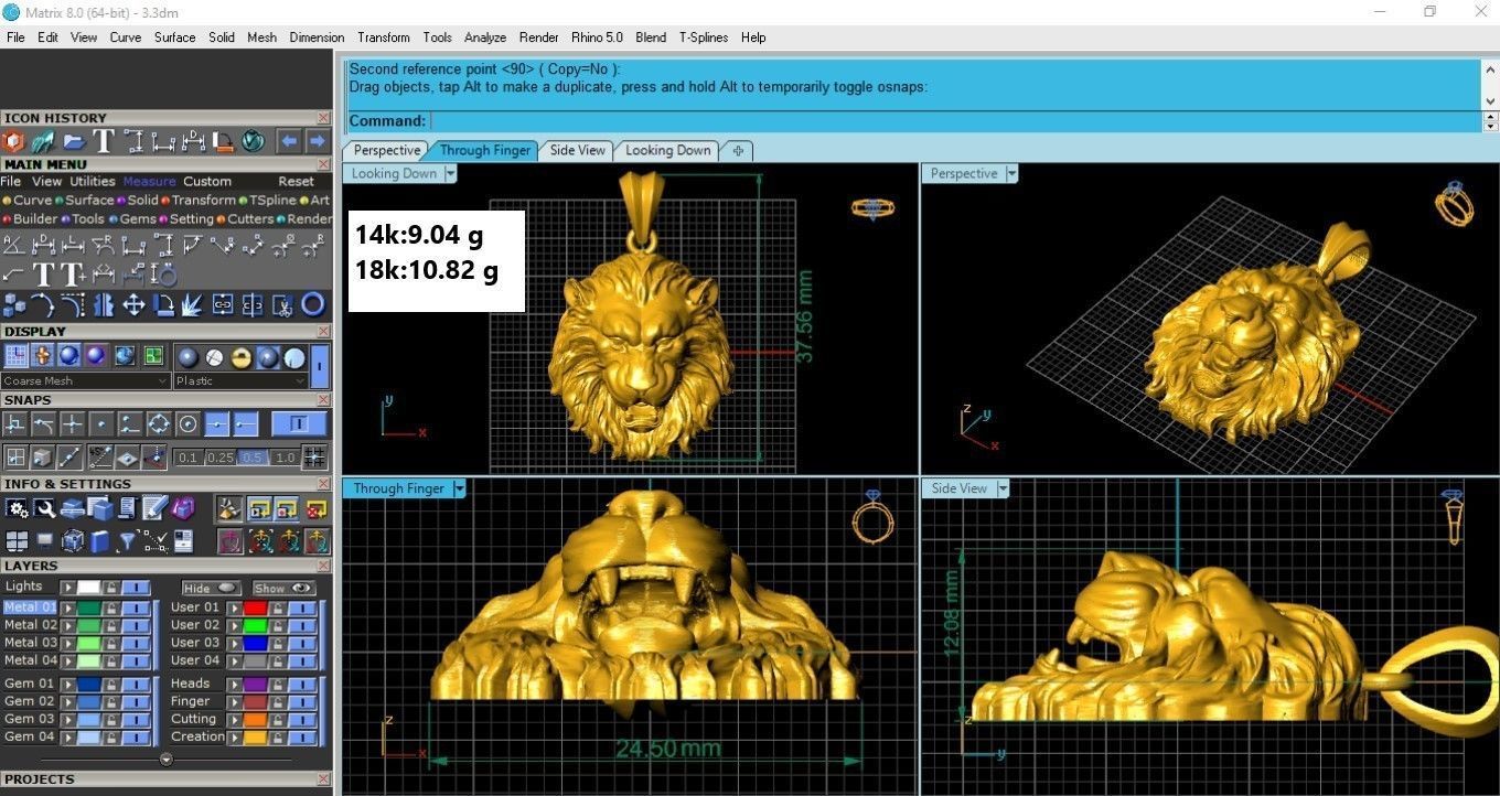 Lion jewel pendant 3d  3D model_1