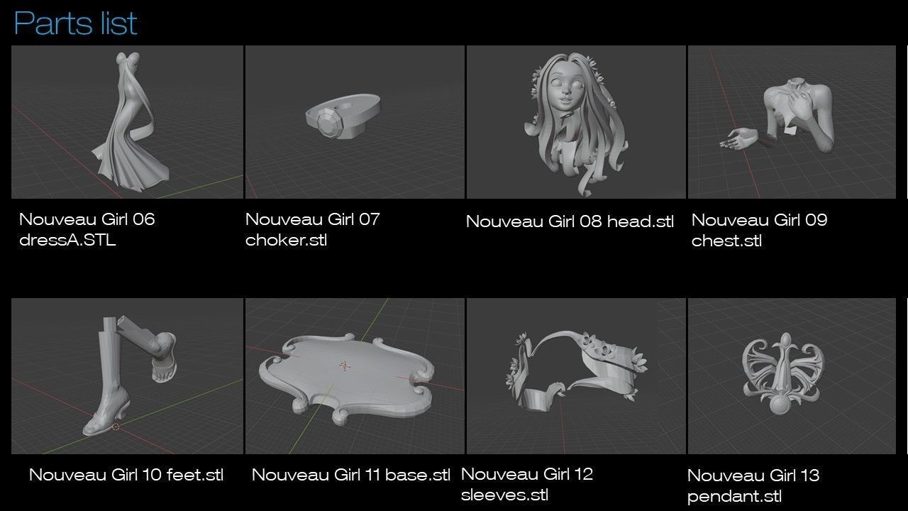 Nouveau Girl - 3D Printable Model 3D print model_6
