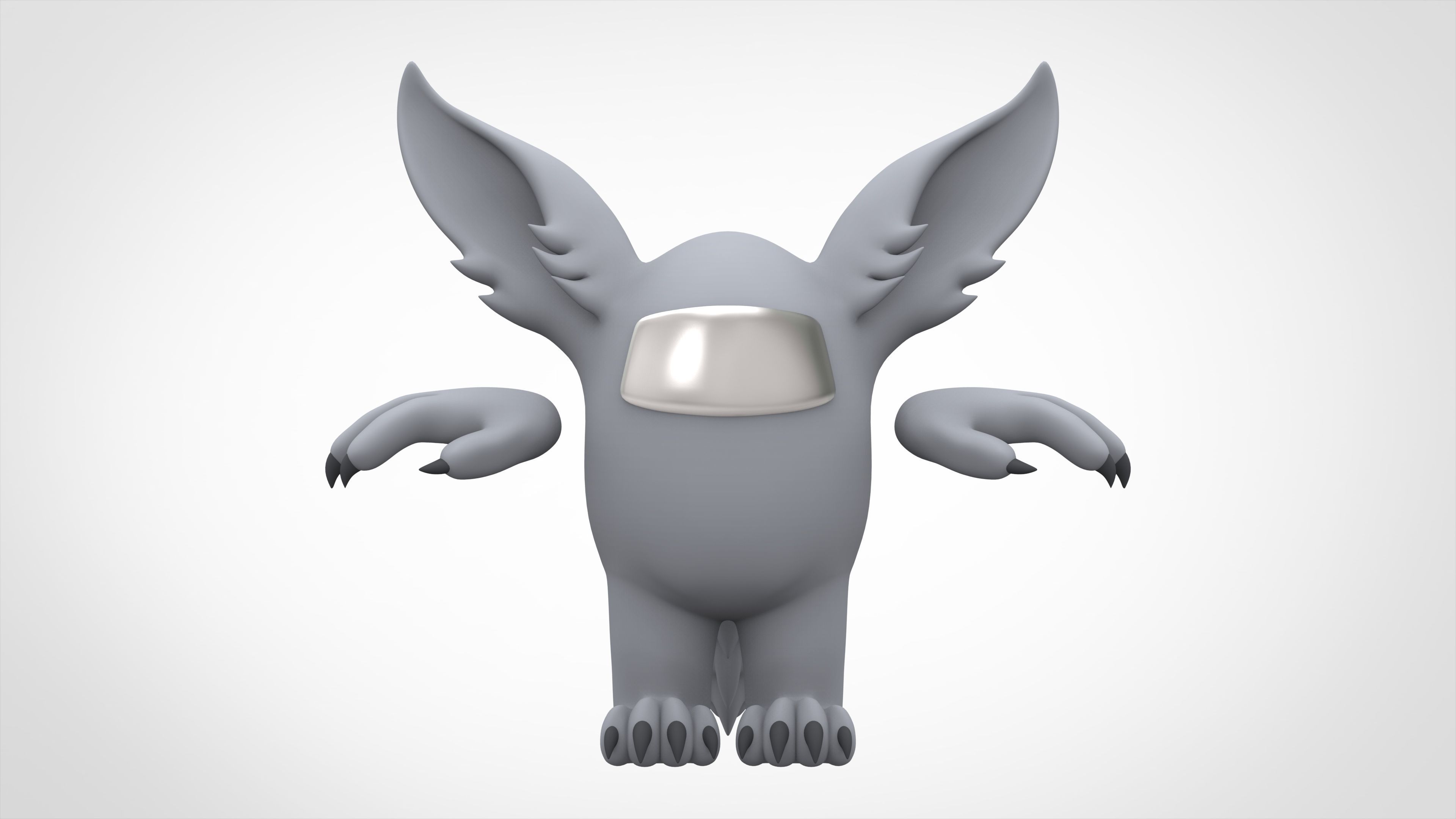 Among Us Silver Werewolf Low-poly 3D model_6