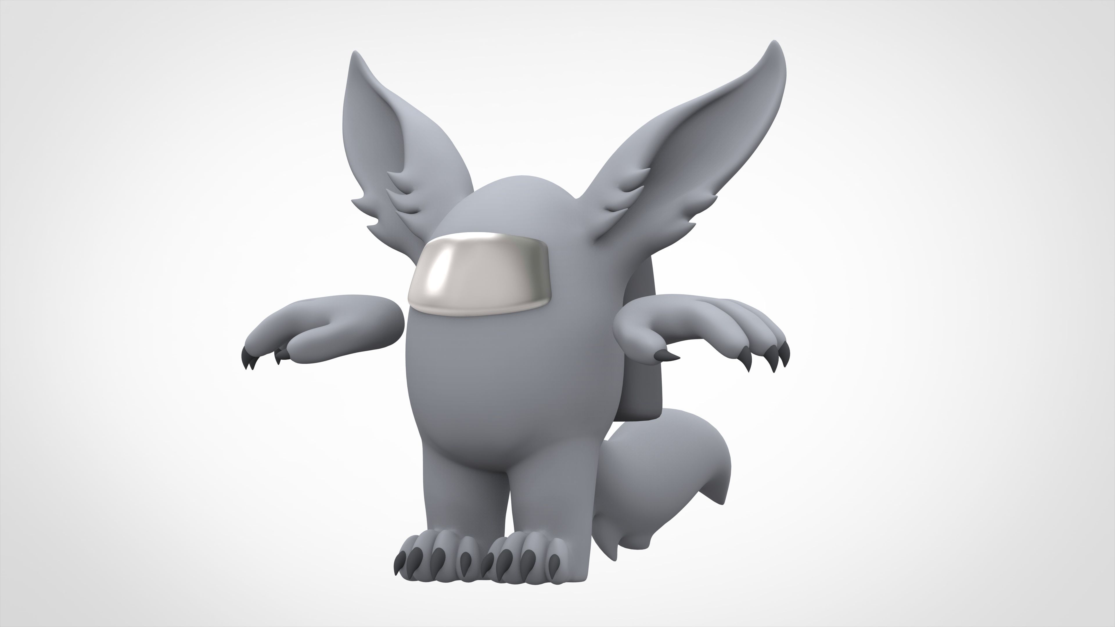 Among Us Silver Werewolf Low-poly 3D model_5