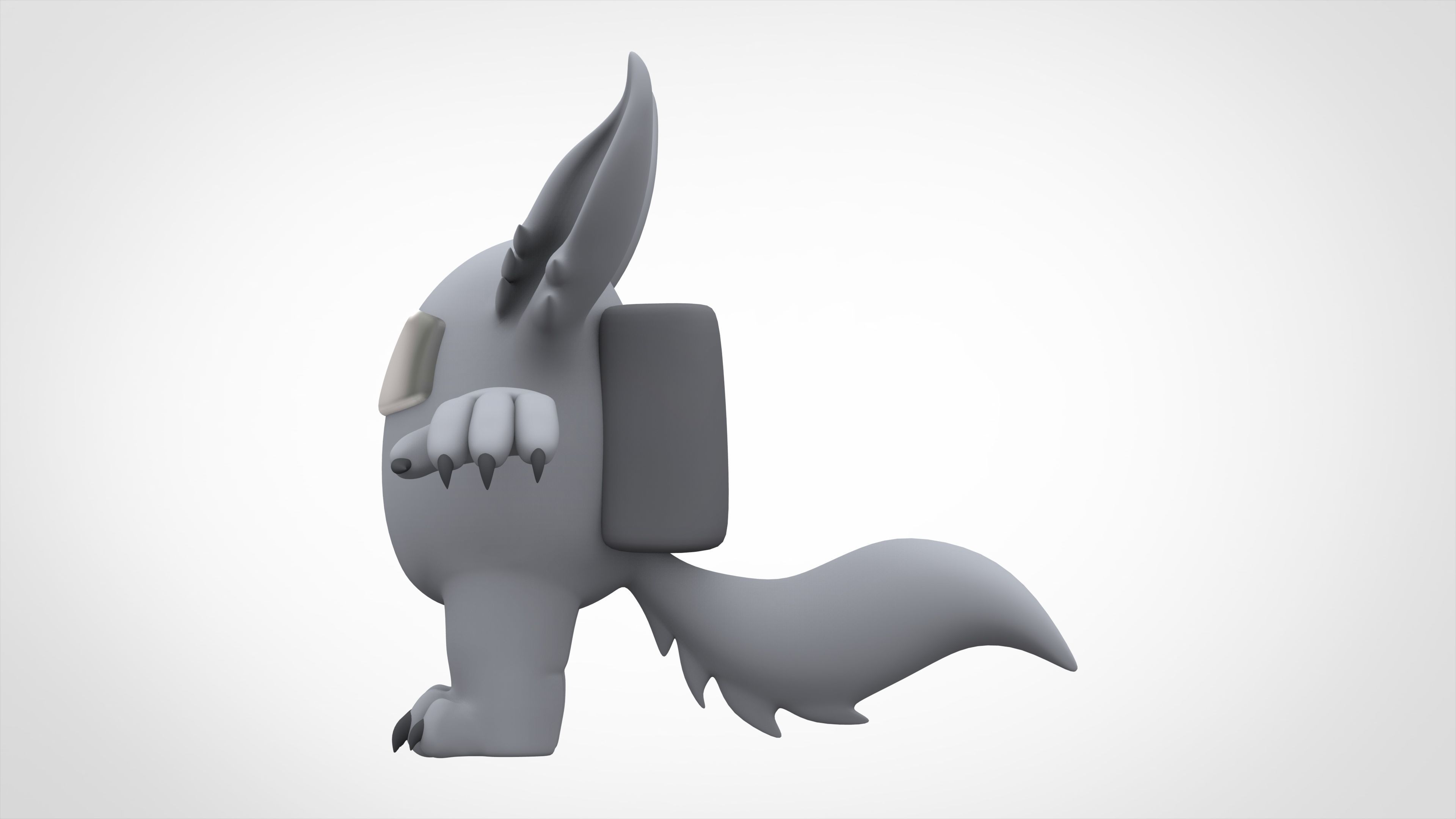 Among Us Silver Werewolf Low-poly 3D model_7