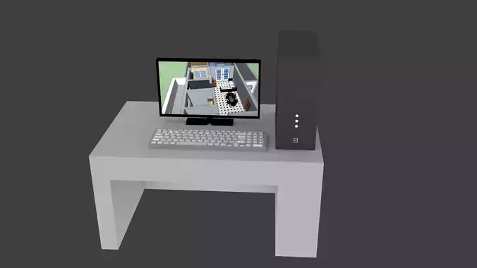 2D gamer pc computer 3D model