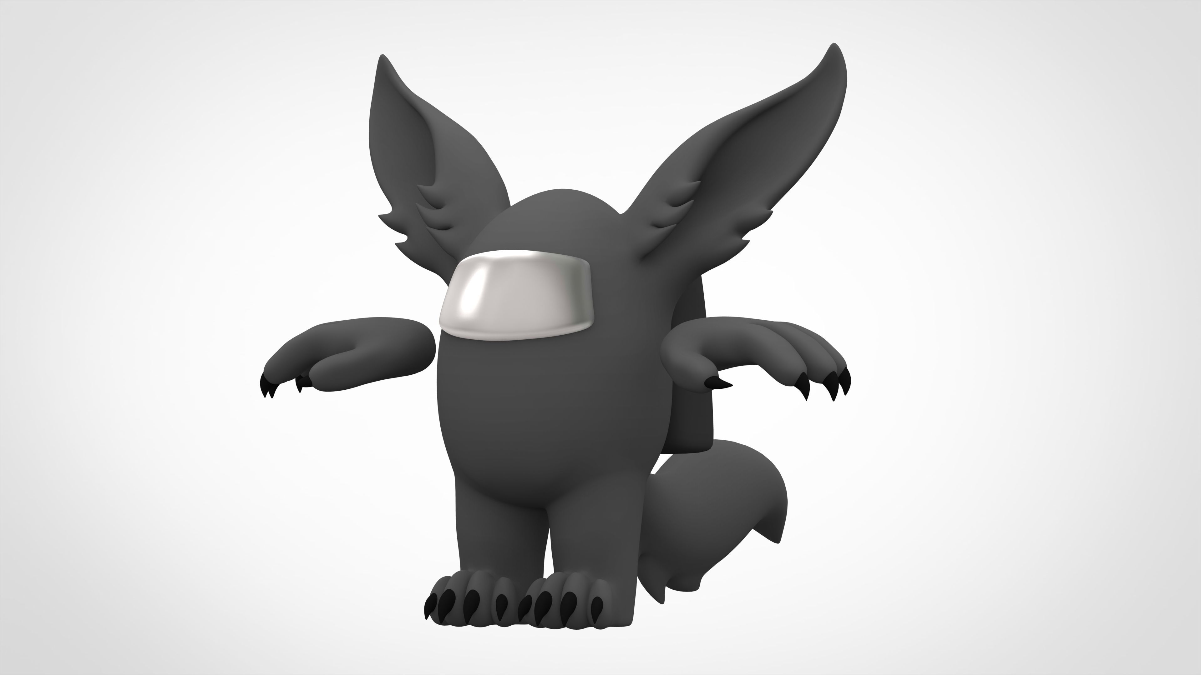 Among Us Grey Werewolf Low-poly 3D model_5