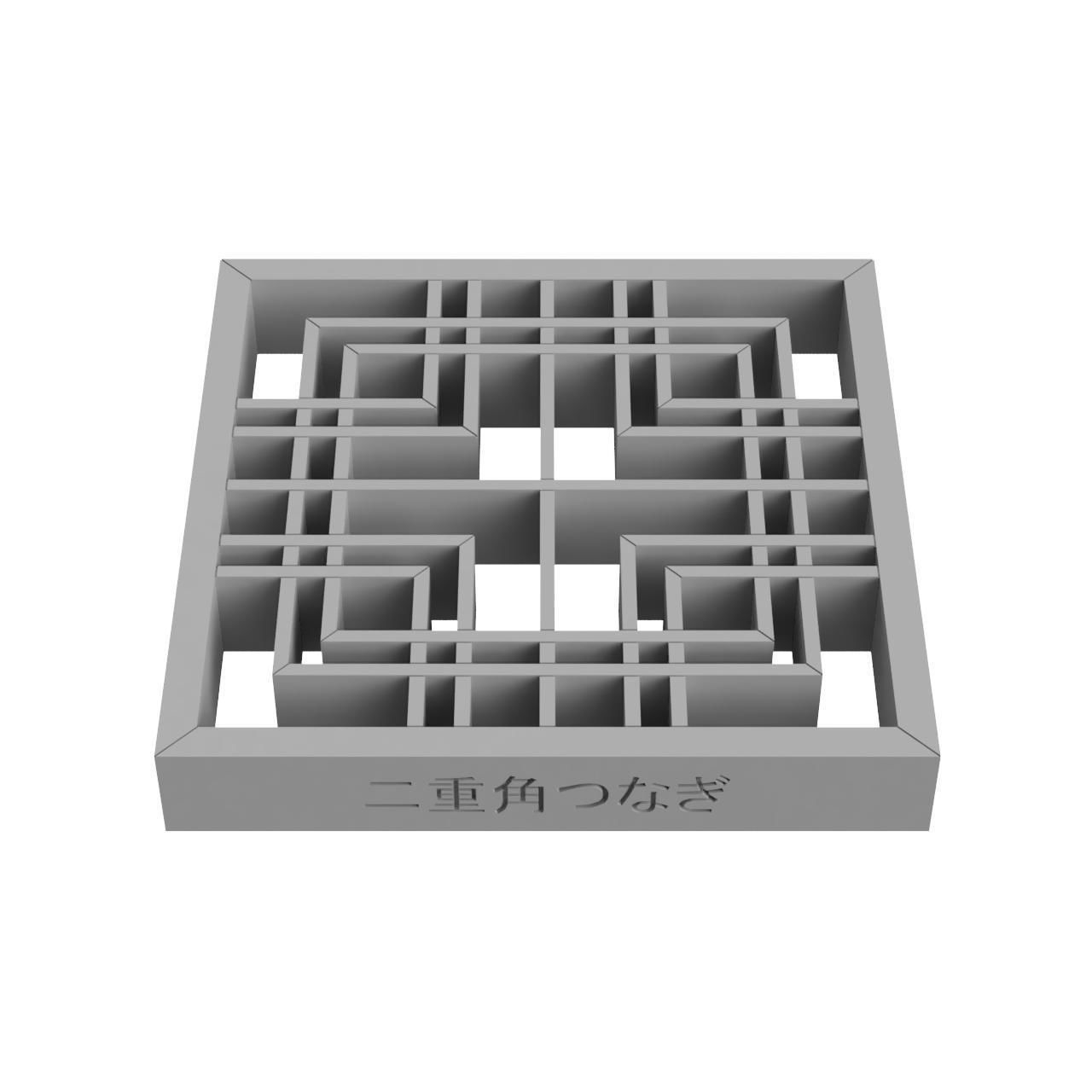 Futaekadotsunagi wooden frame with geometric design 3D print model_3