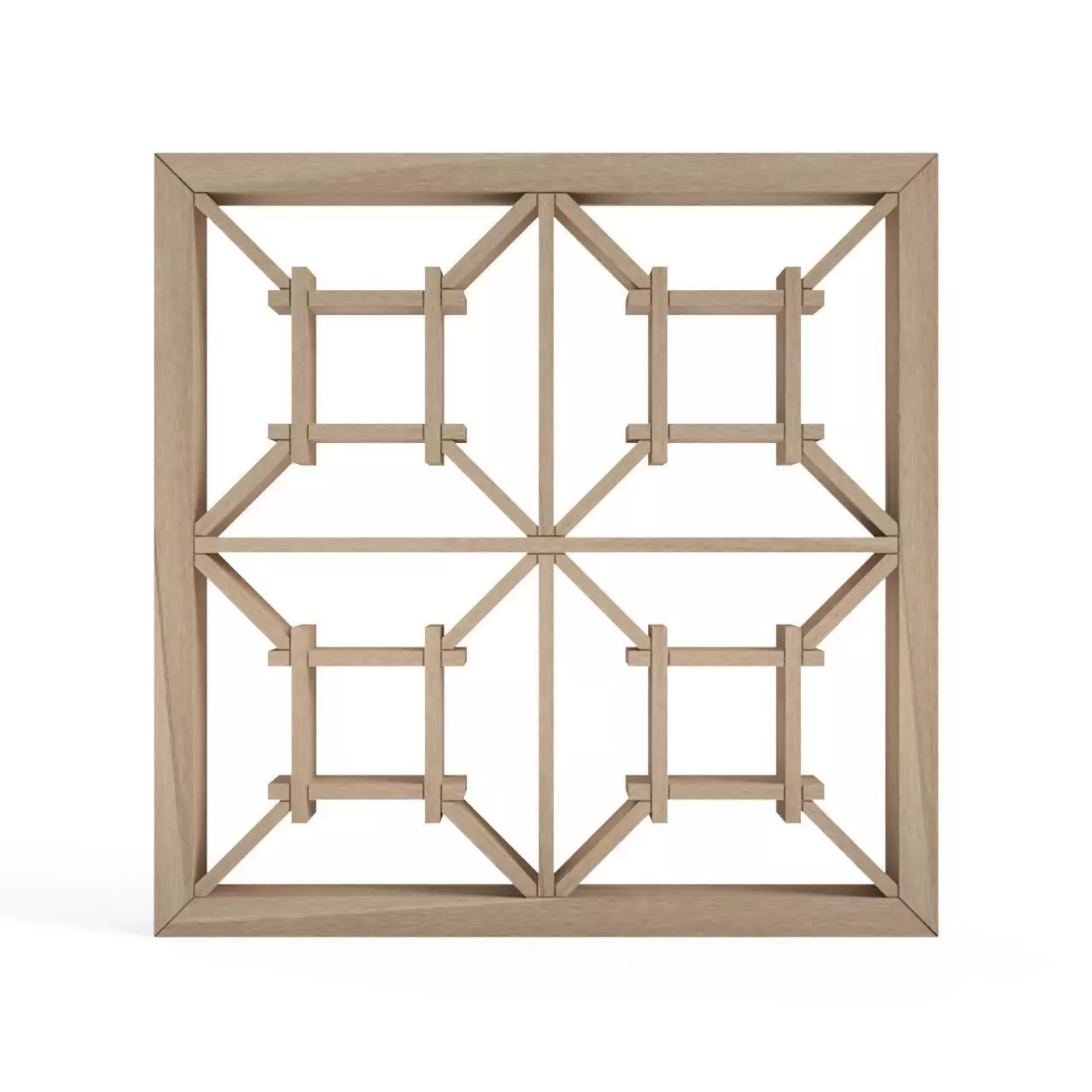 Yotsubaizutsutsunagi wooden frame with four squares 3D print model_0