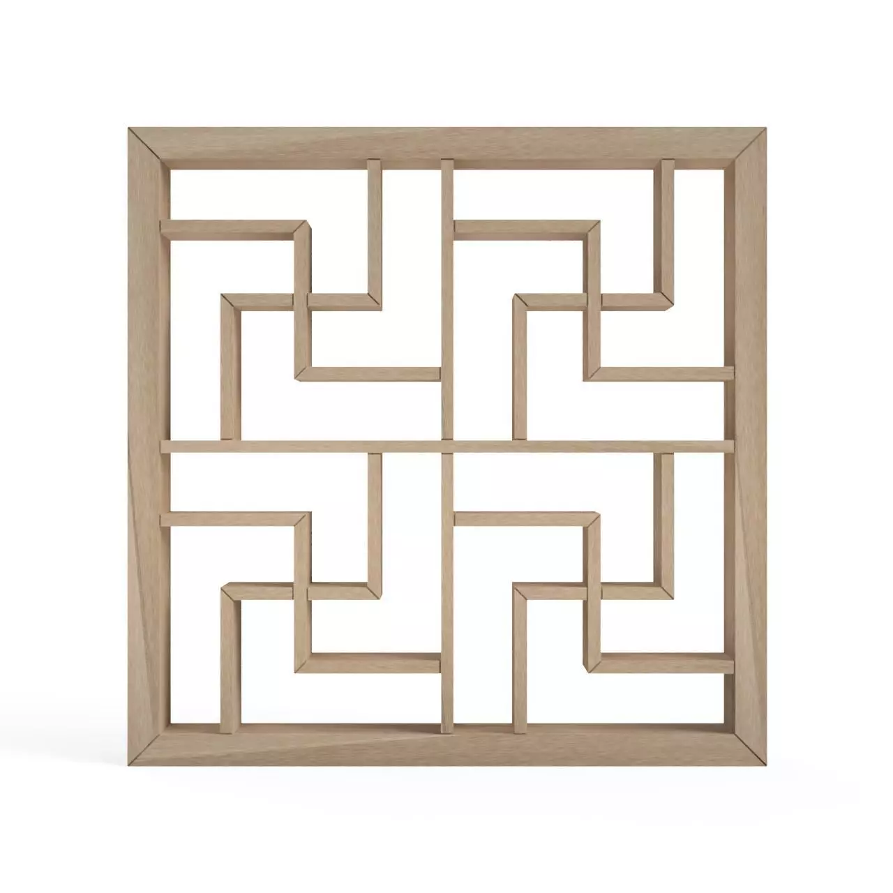 Okurimanji wooden bookcase with squares 3D print model_0