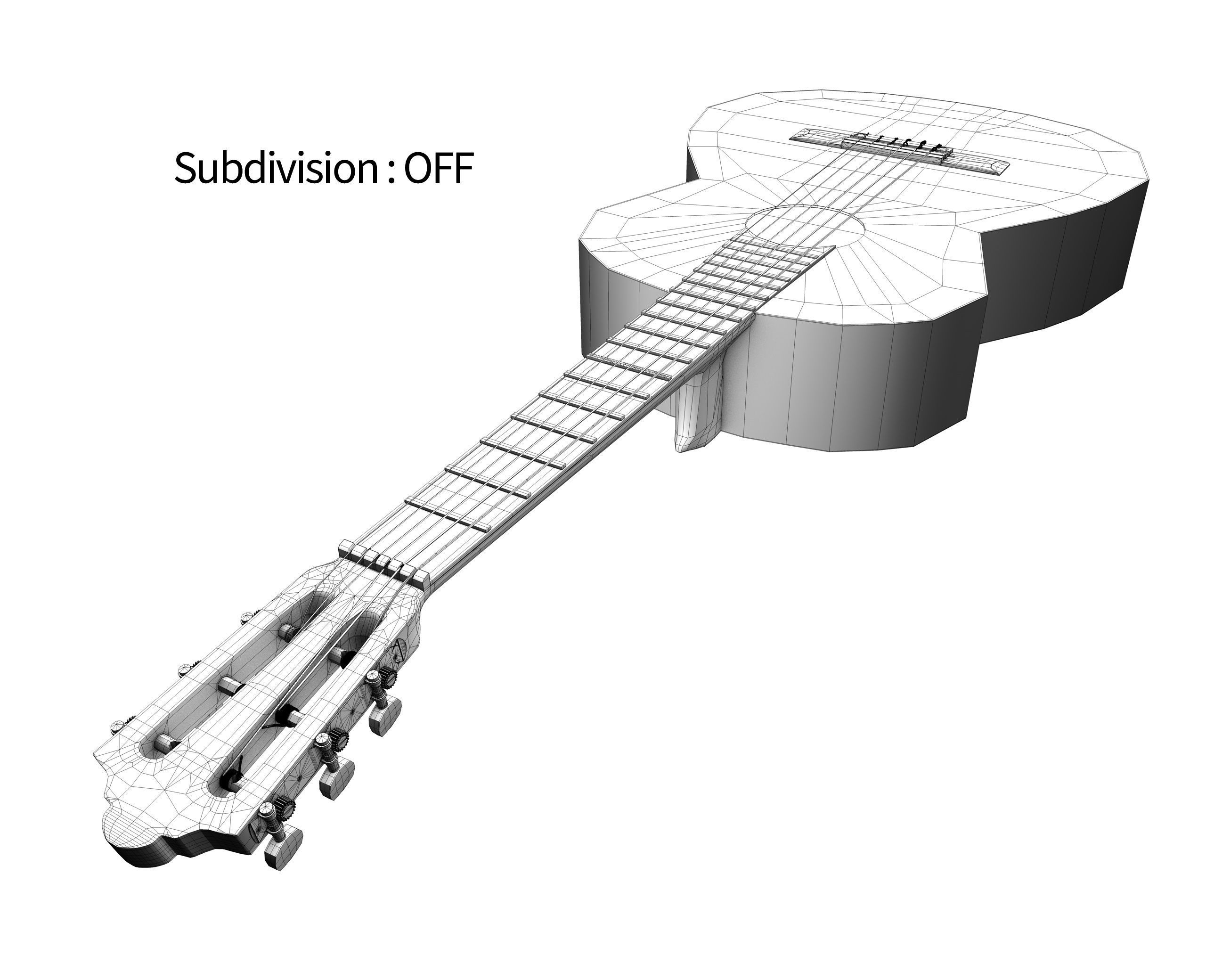 Black Classic Guitar Low-poly 3D model_29