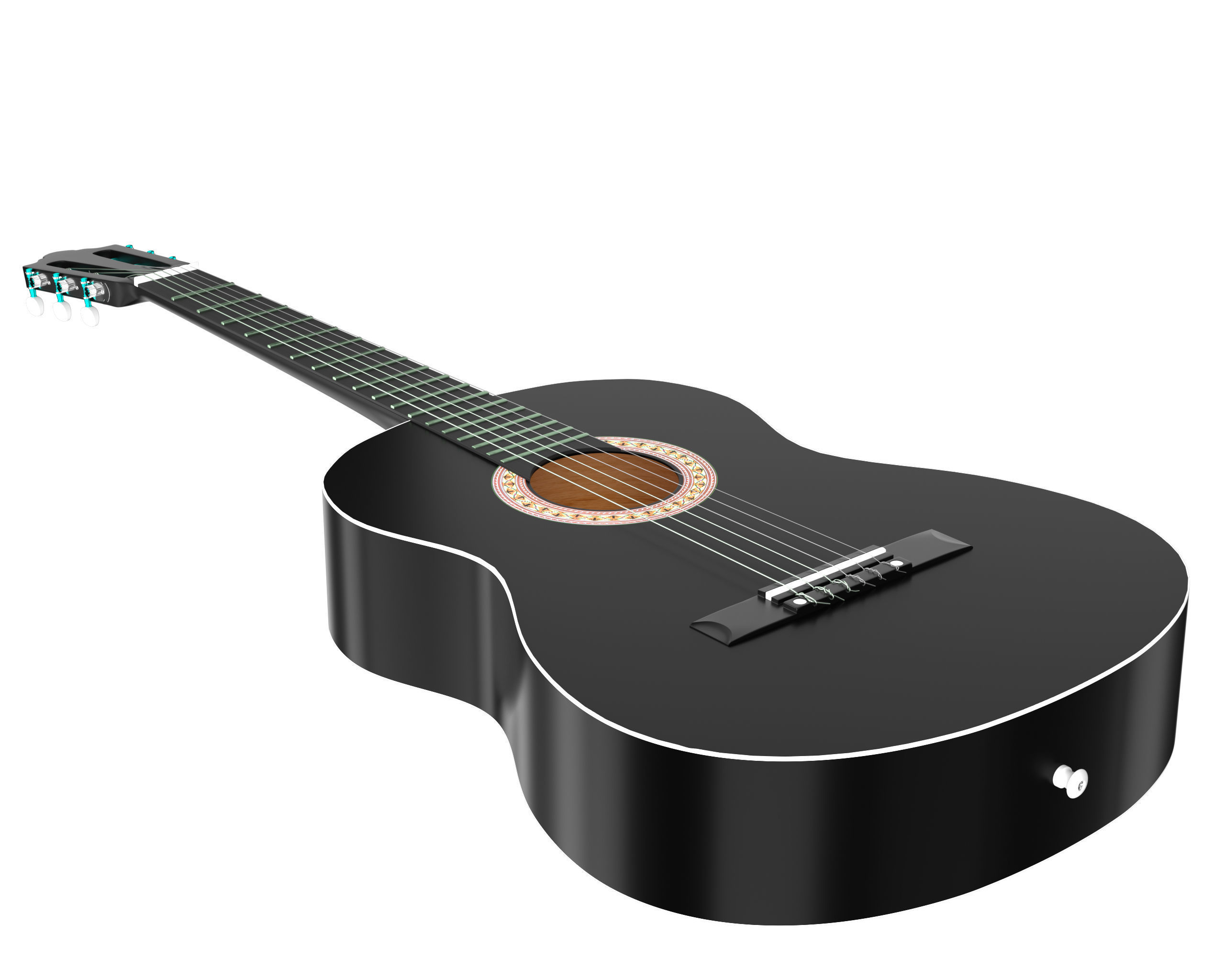 Black Classic Guitar Low-poly 3D model_10