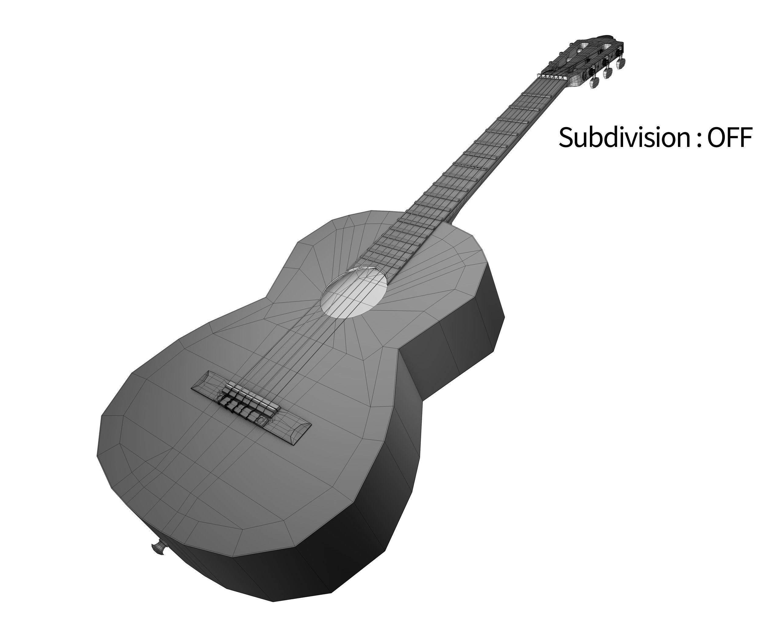 Black Classic Guitar Low-poly 3D model_20