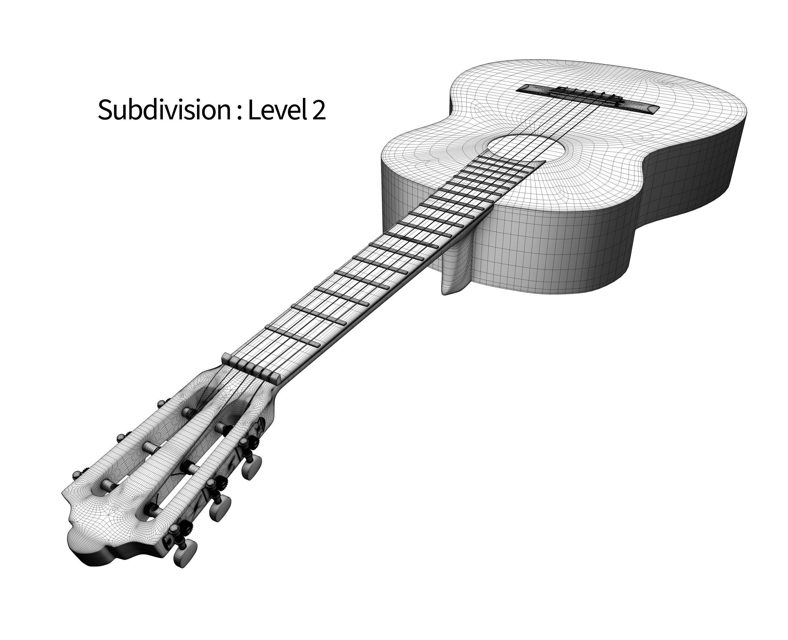 Black Classic Guitar Low-poly 3D model_30