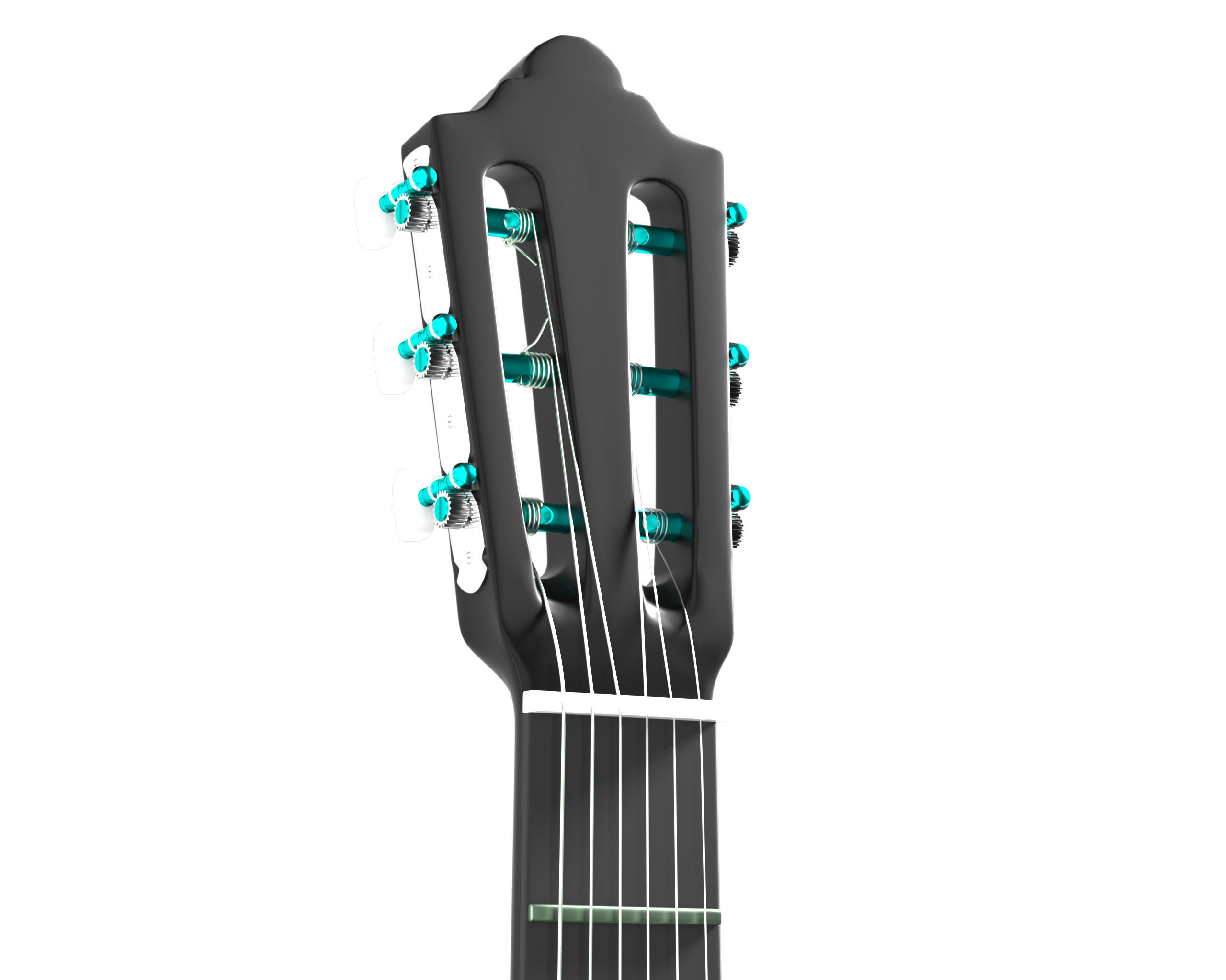 Black Classic Guitar Low-poly 3D model_6
