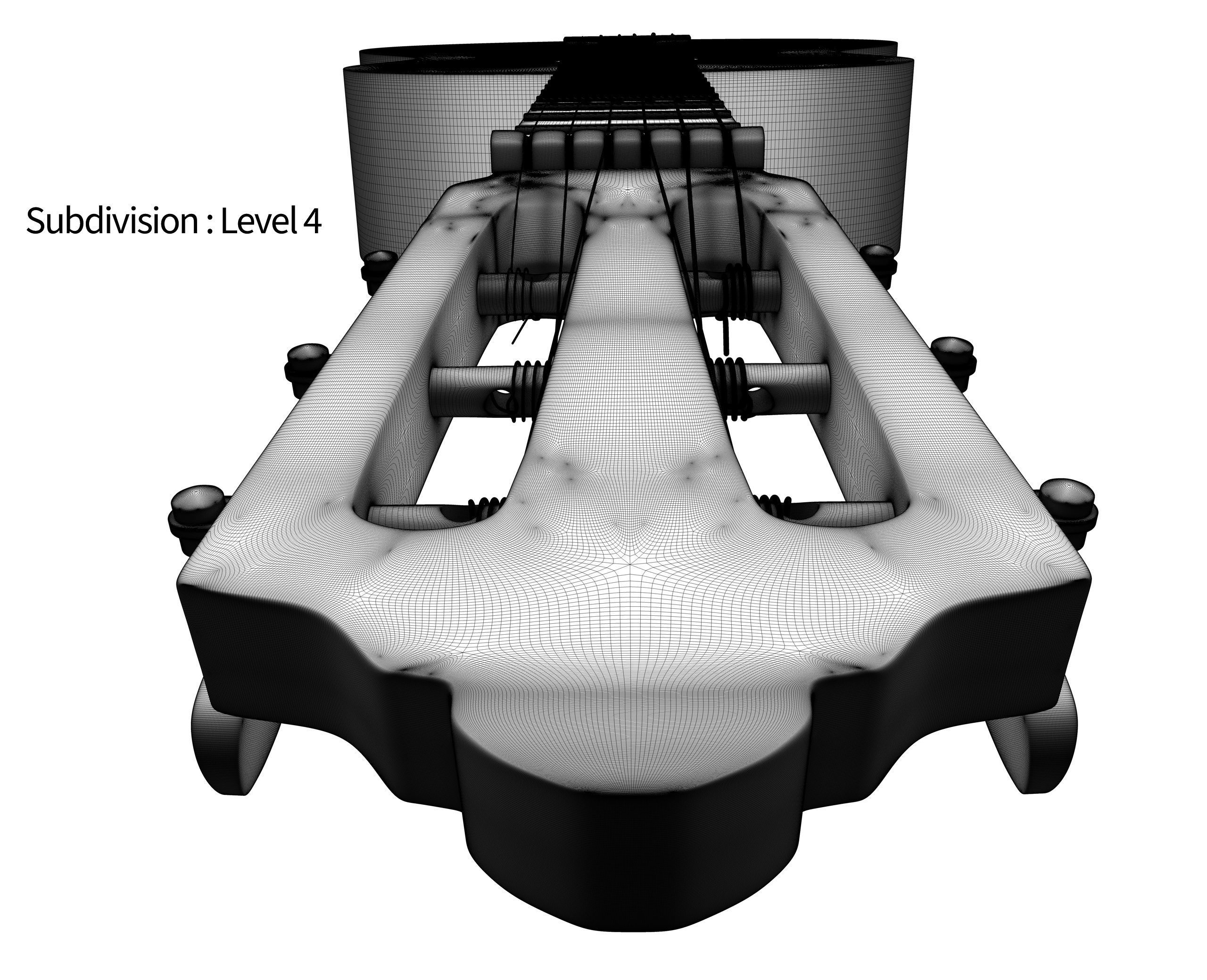 Black Classic Guitar Low-poly 3D model_39