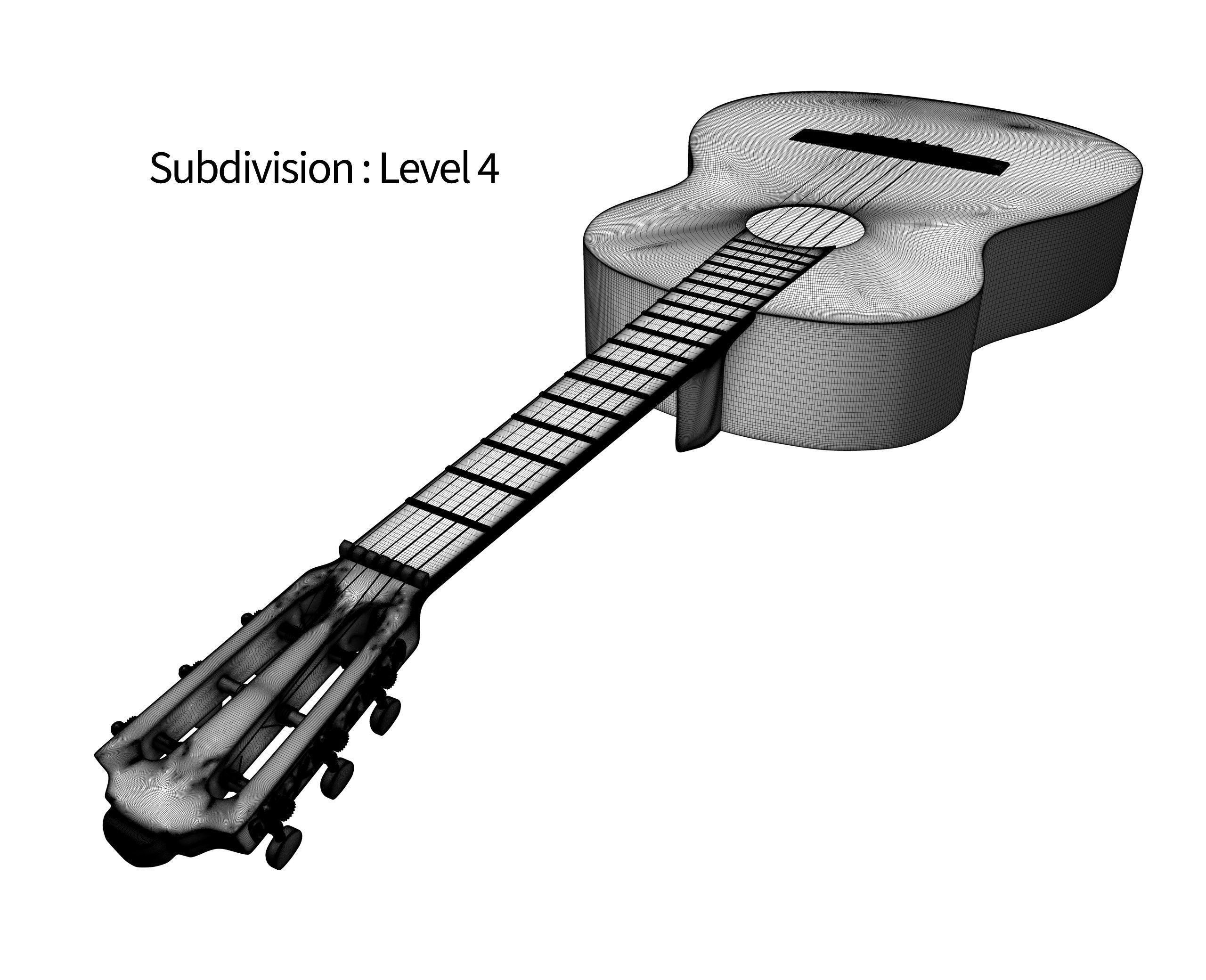 Black Classic Guitar Low-poly 3D model_31