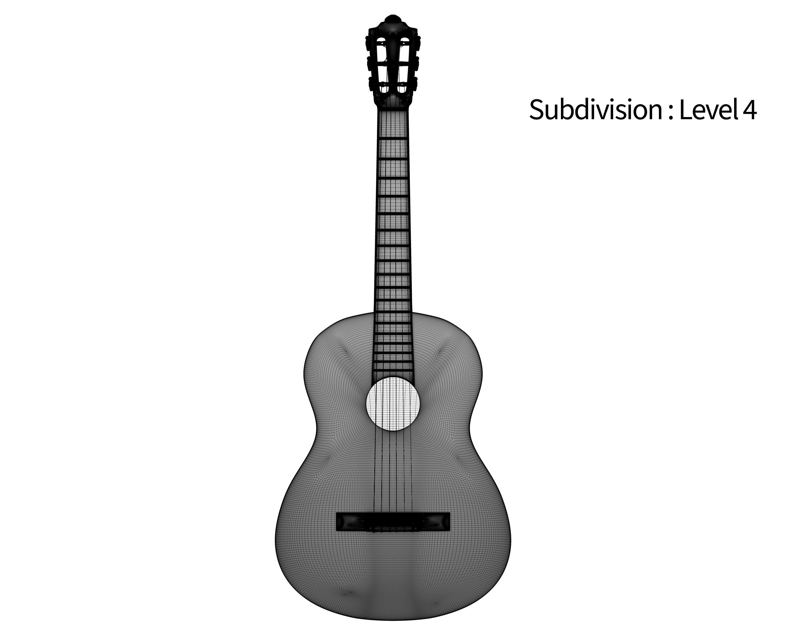 Black Classic Guitar Low-poly 3D model_16