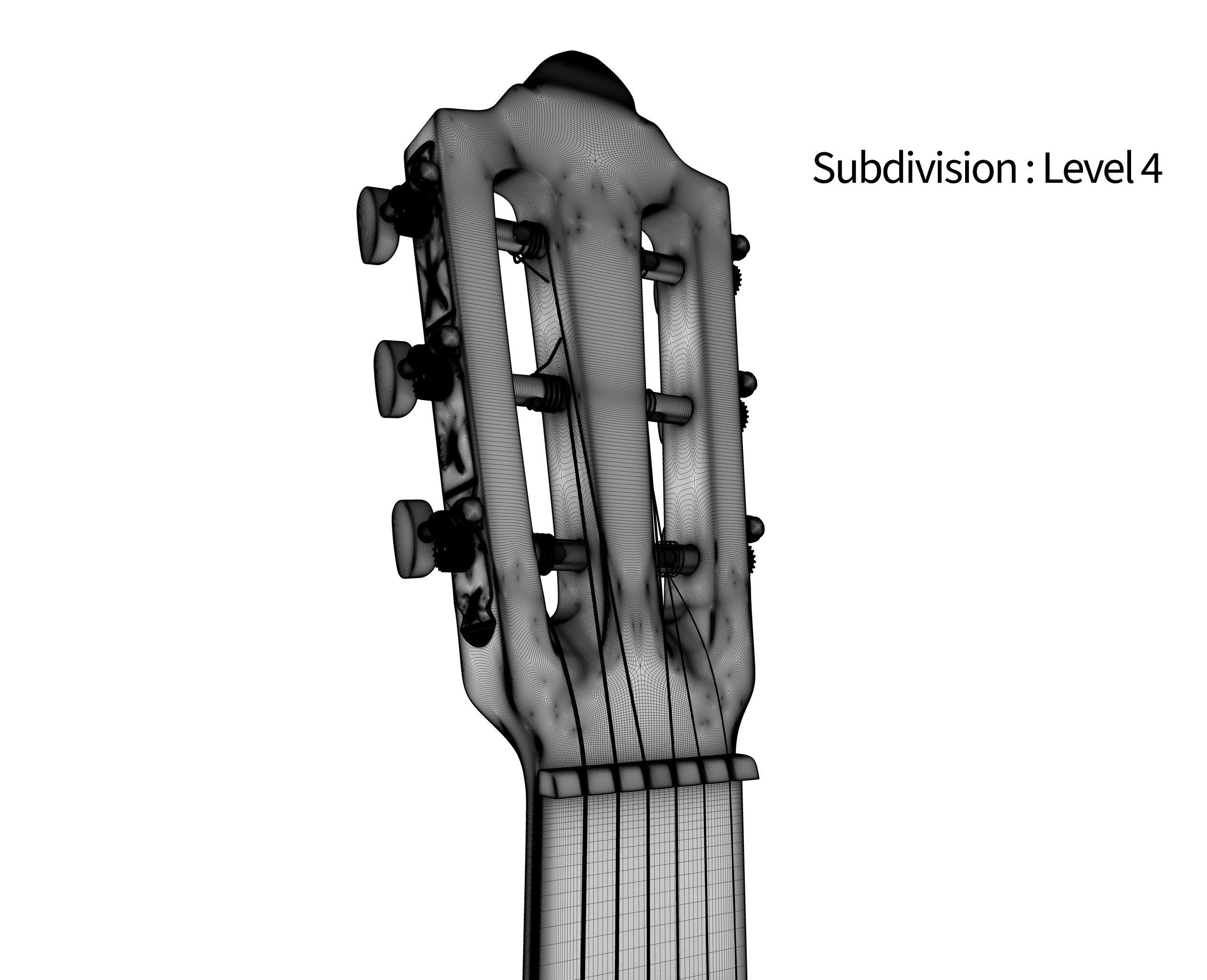 Black Classic Guitar Low-poly 3D model_34