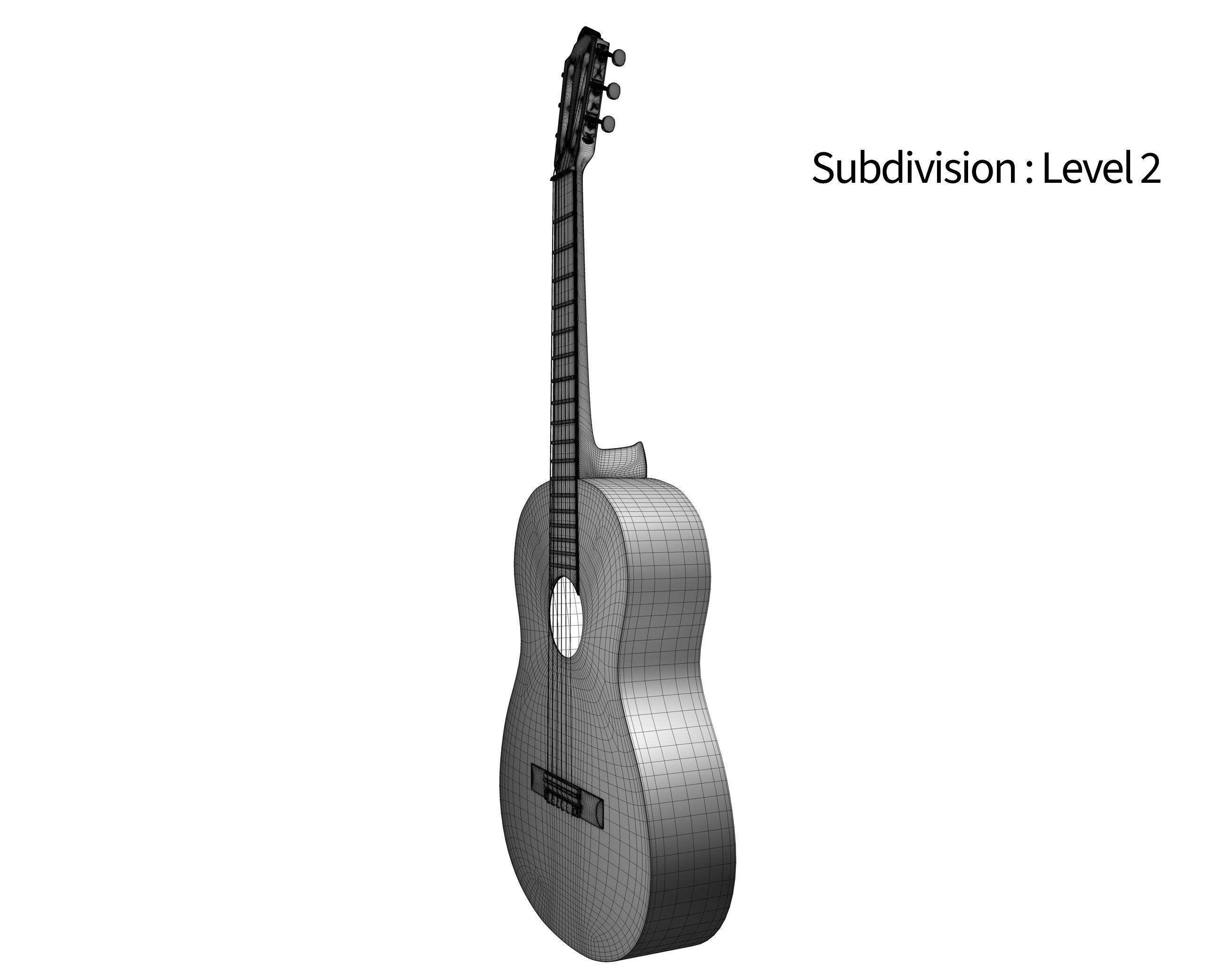 Black Classic Guitar Low-poly 3D model_18