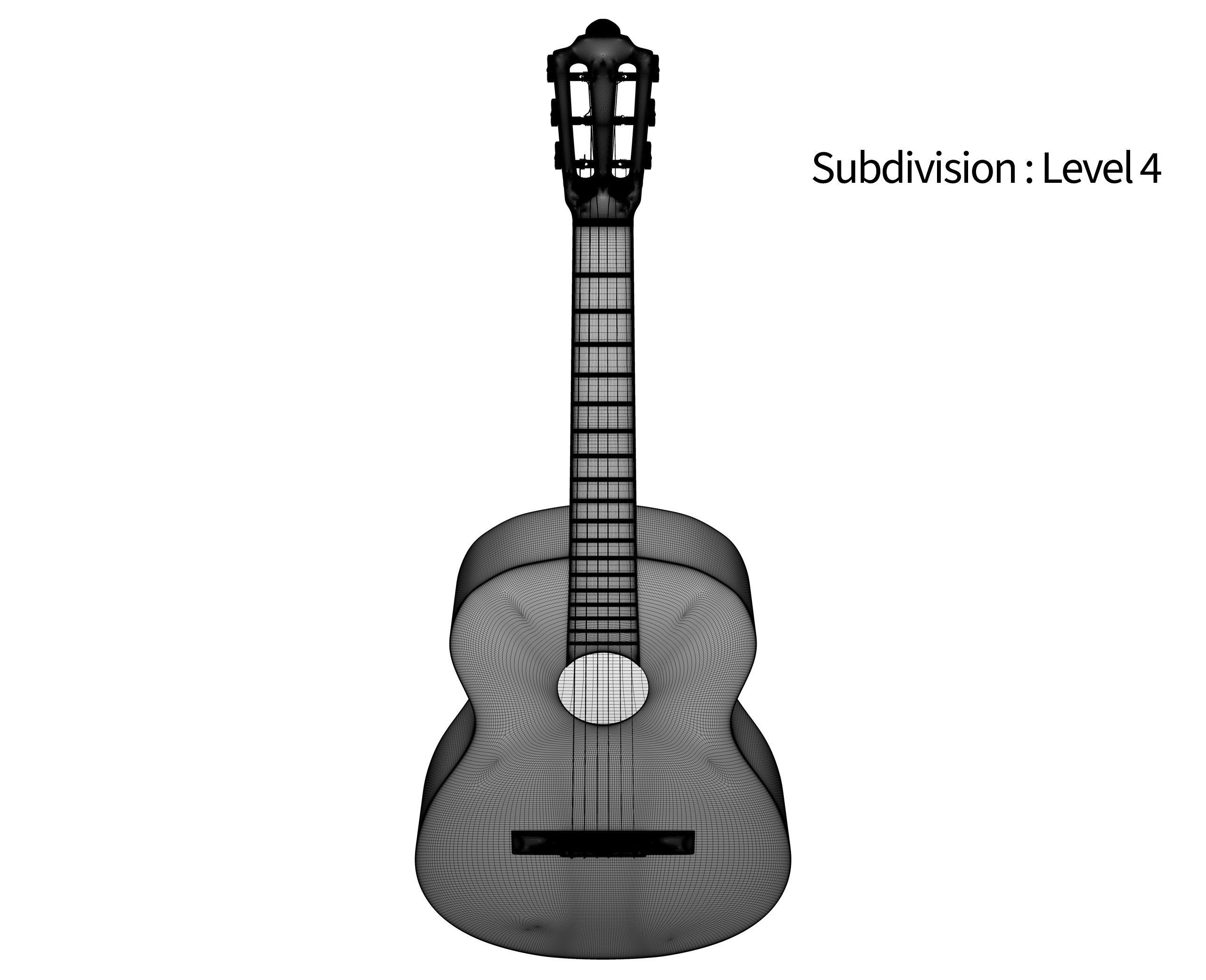 Black Classic Guitar Low-poly 3D model_25