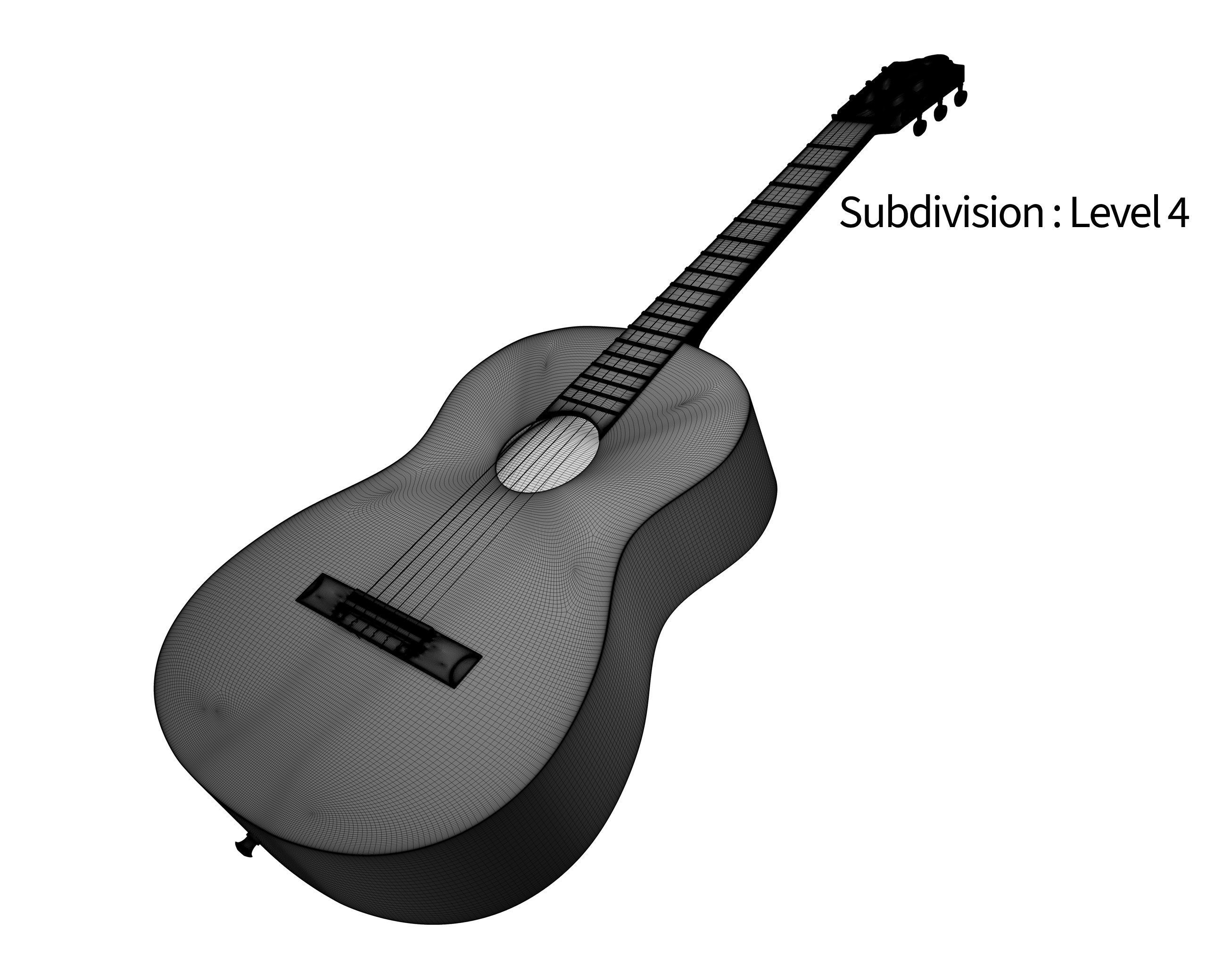 Black Classic Guitar Low-poly 3D model_22