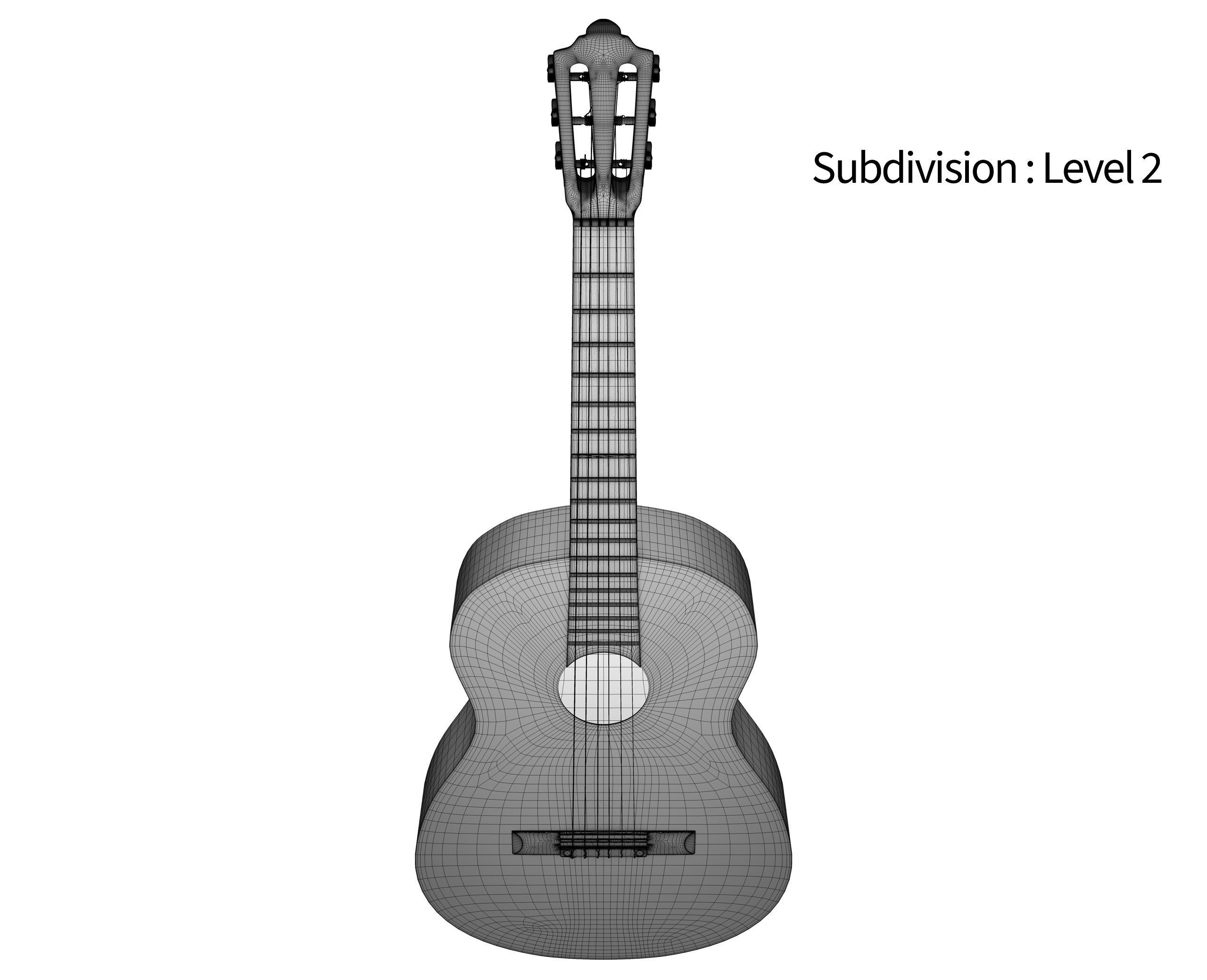 Black Classic Guitar Low-poly 3D model_24