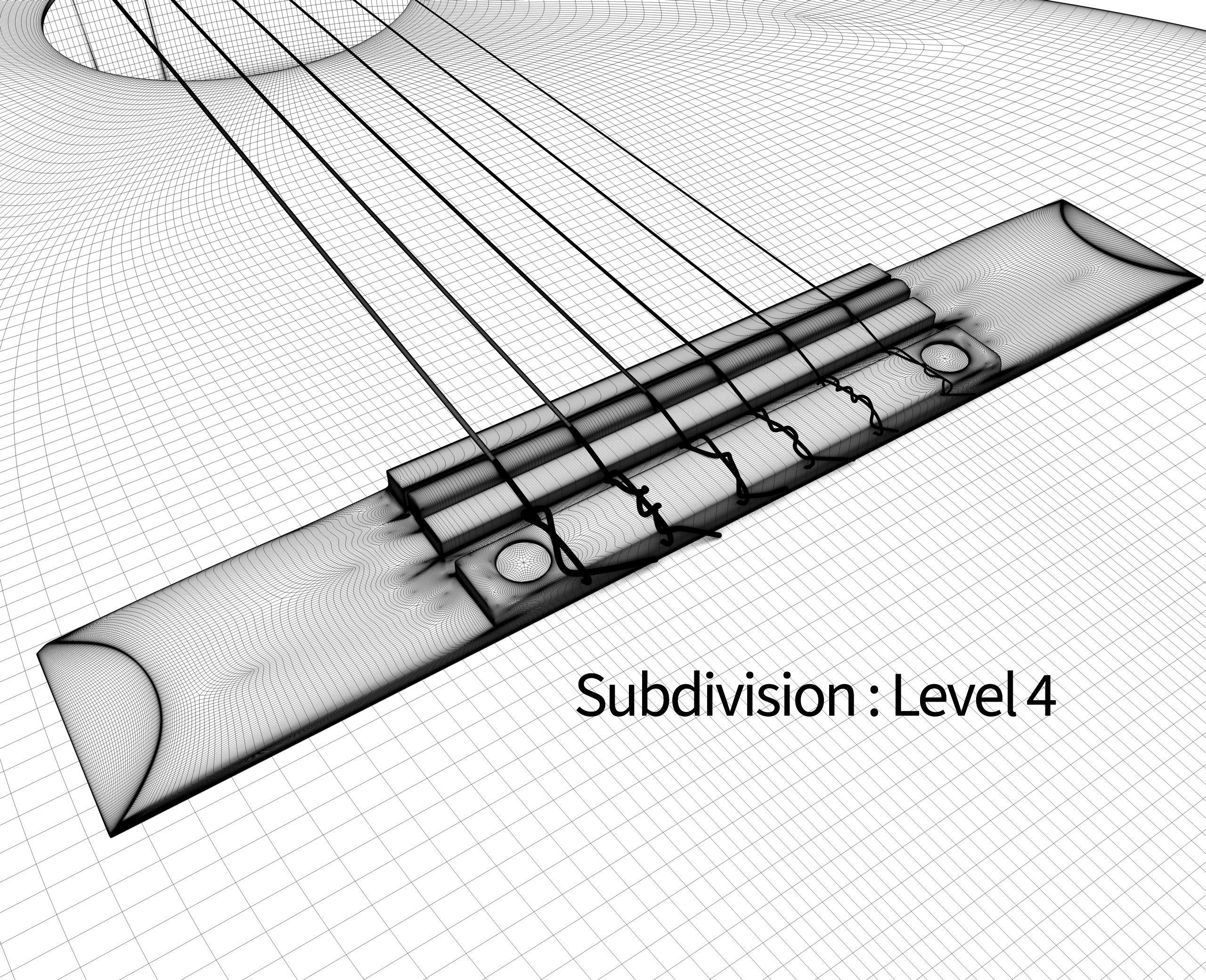 Black Classic Guitar Low-poly 3D model_36